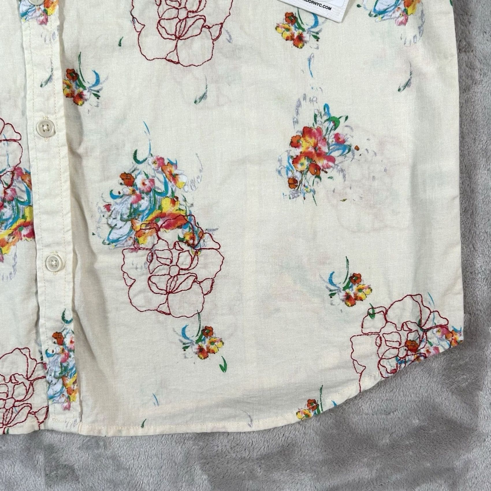 Corridor NYC Shirt Mens 2XL Natural Hawaiian Art Embroidered Bouquet, Men's (Size Xxl) — image 6 of 6
