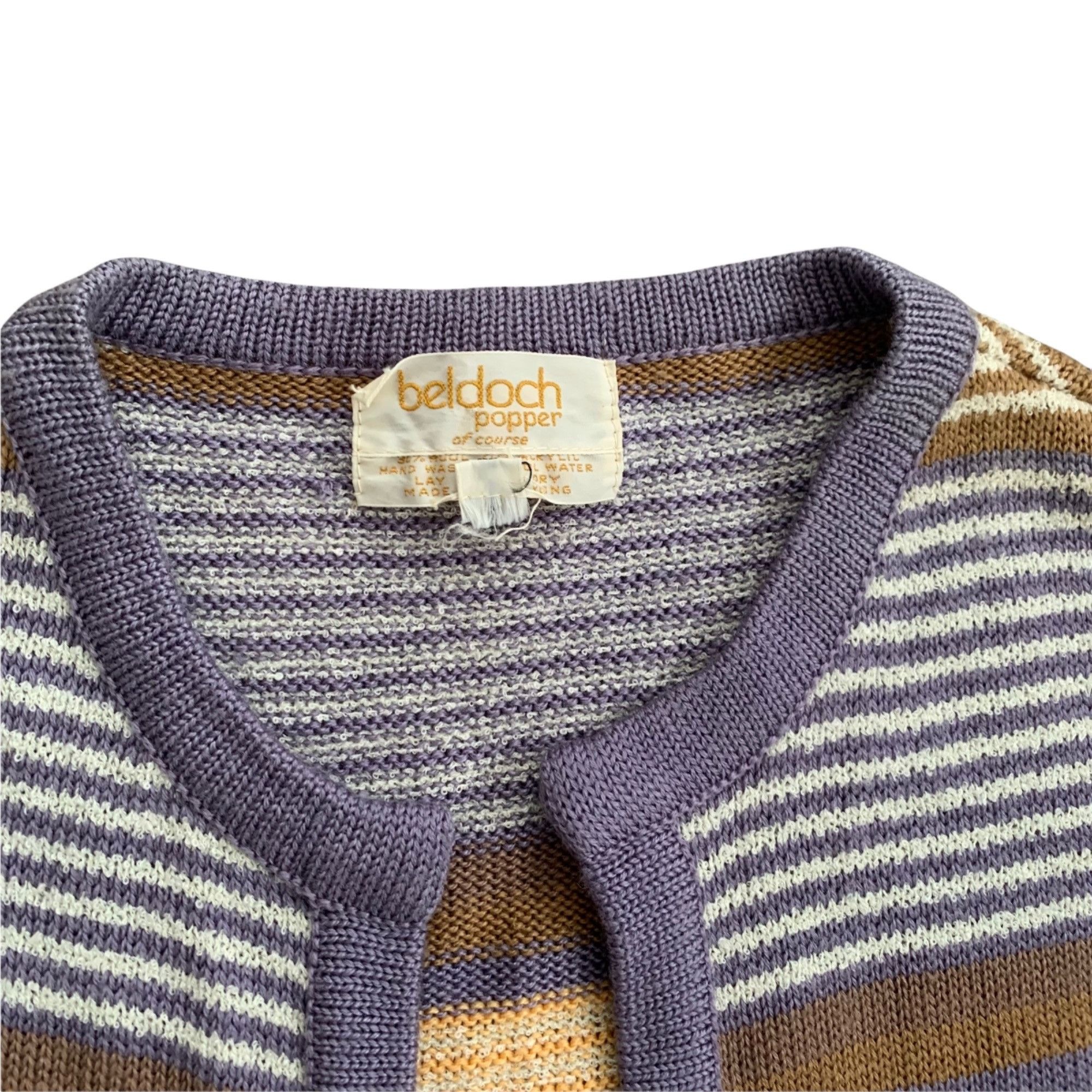 Vintage Vintage Beldoch Popper Wool Boho Striped Sleeveless Sweater Size L / US 10 / IT 46 - 3 Thumbnail