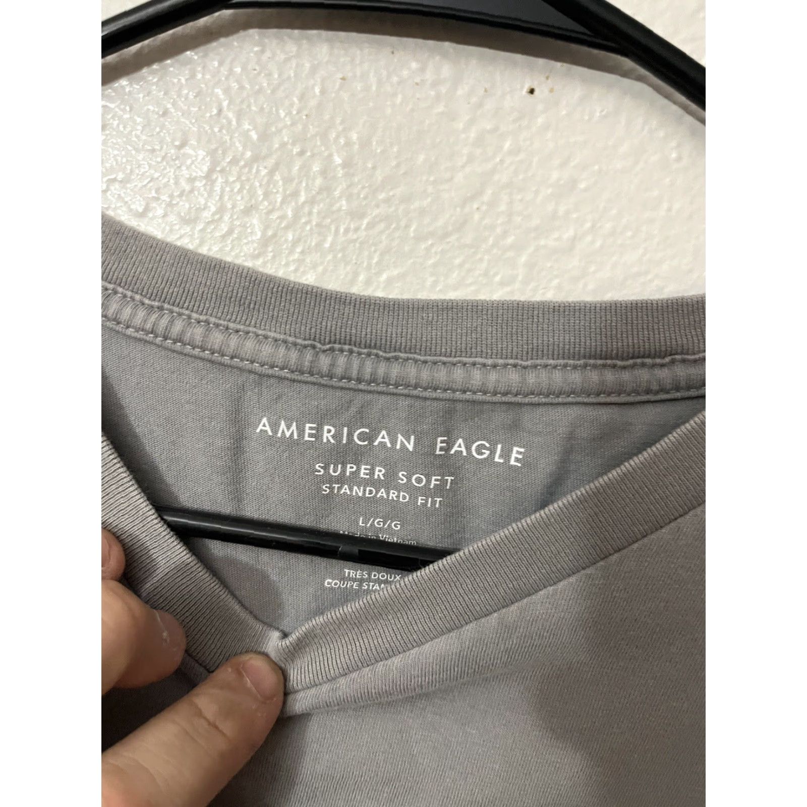 American Eagle Outfitters AMERICAN EAGLE OUTFITTERS Shirt Men L Gray Cotton Short Sleeve Logo Crew Neck Mens Size US L / EU 52-54 / 3 - 3 Thumbnail