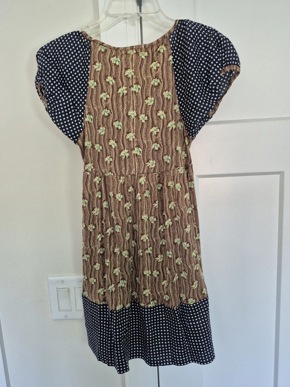 Vacation Manoush Blouse Mari Floral Polka Dot Short Puff Slv Silk Top Size S / US 4 / IT 40 - 3 Thumbnail