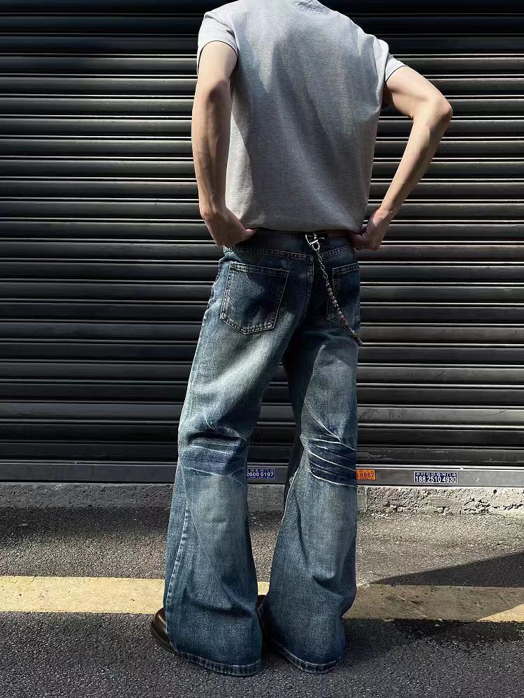 Jean Blue baggy wide-leg slightly flared jeans Size US 30 / EU 46 - 5 Thumbnail
