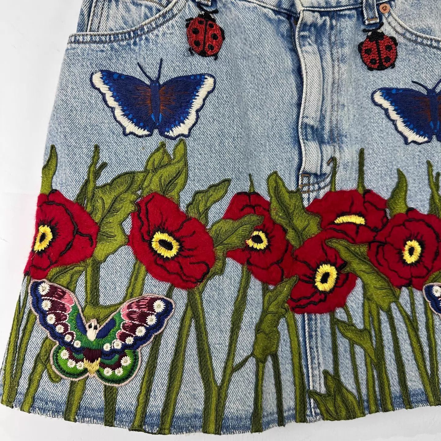Gucci Gucci Heavy Embroidered Denim Skirt EU38 99 New Size 26" / US 2 / IT 38 - 4 Thumbnail