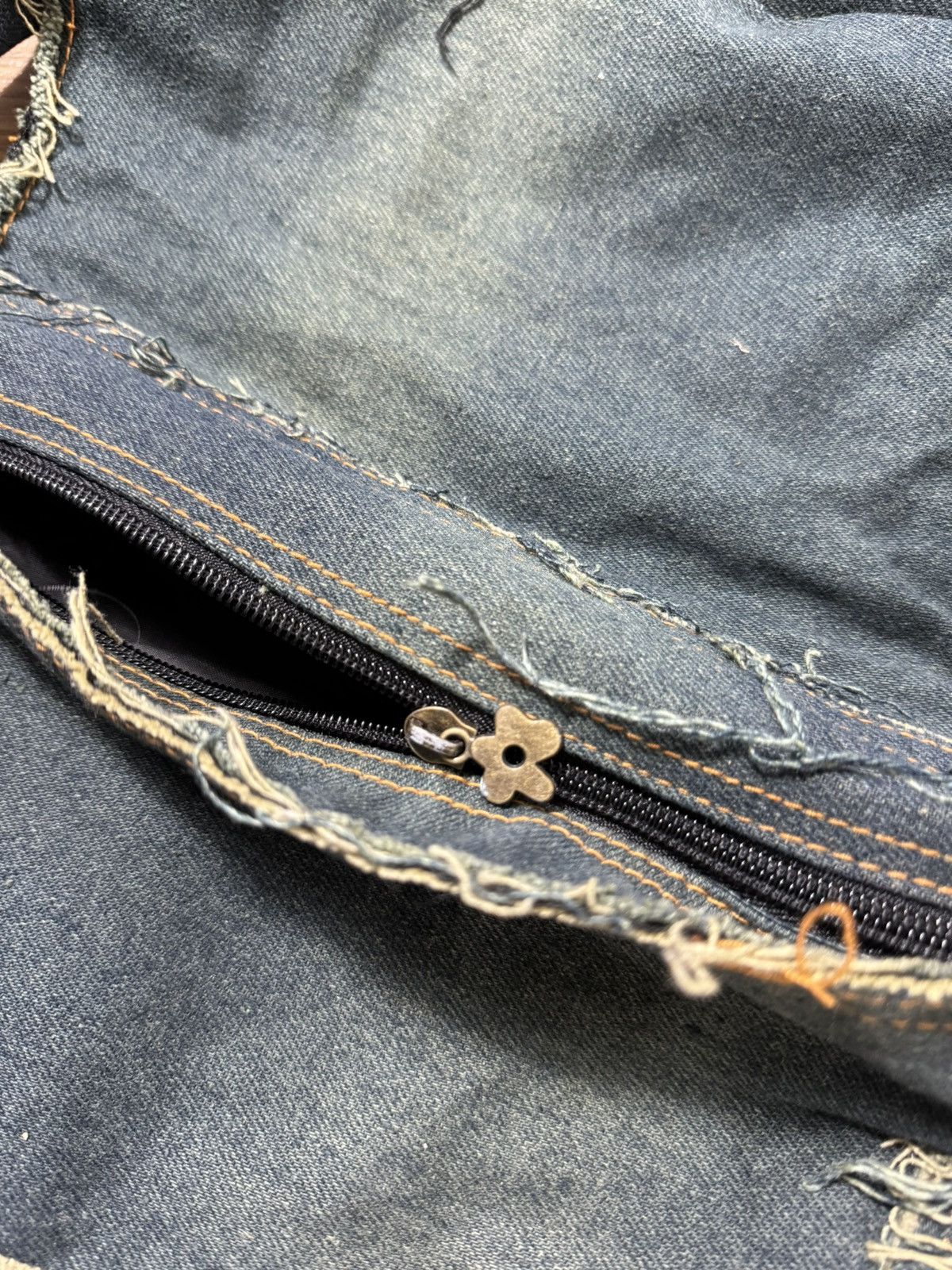 Vintage VINTAGE DISTRESSED WASHED DENIM LACE BAG Size ONE SIZE - 5 Thumbnail