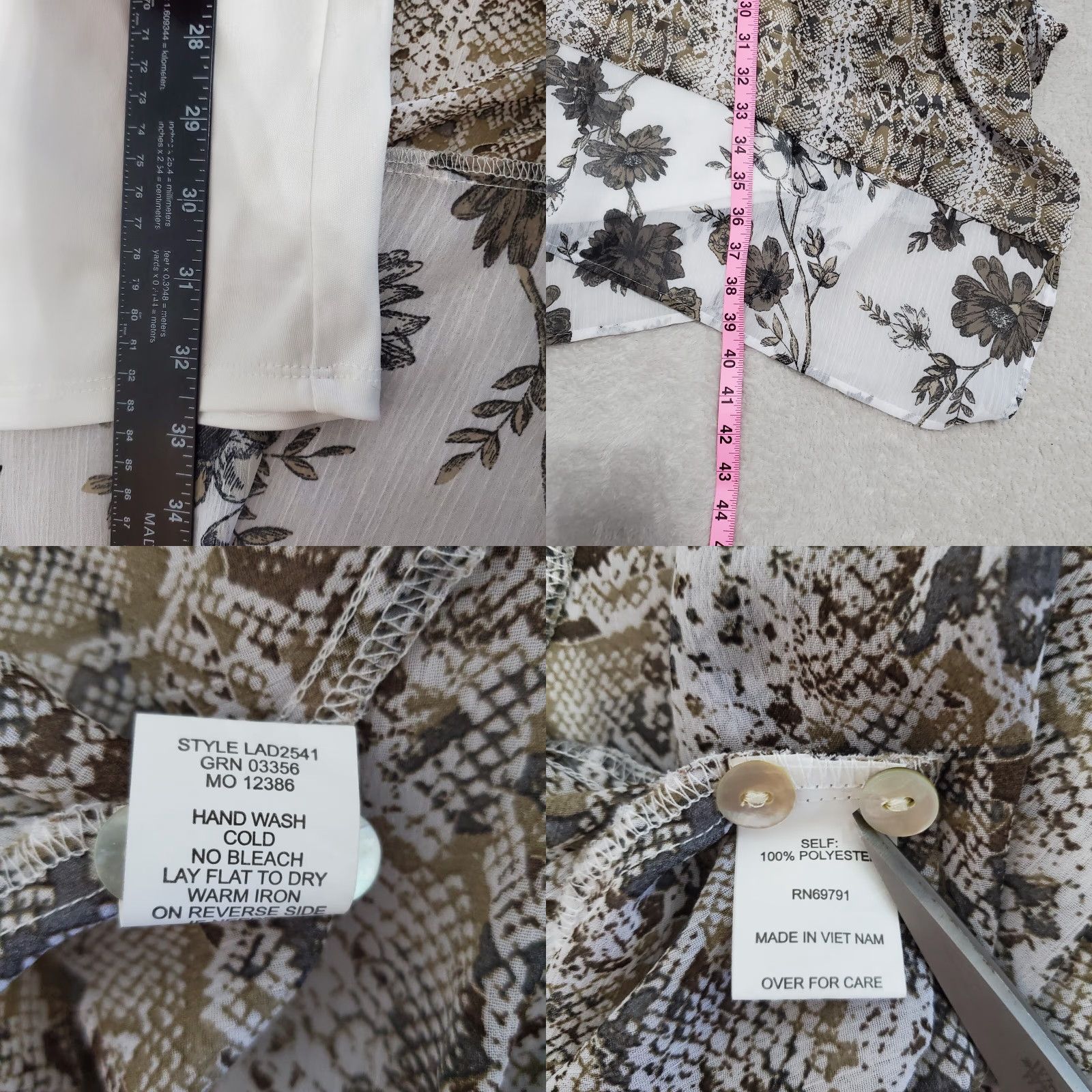 Vintage Fig & Flower Dress Women L Brown Animal Floral Print Button Front Belted Western Dress Size L / US 10 / IT 46 - 9 Thumbnail