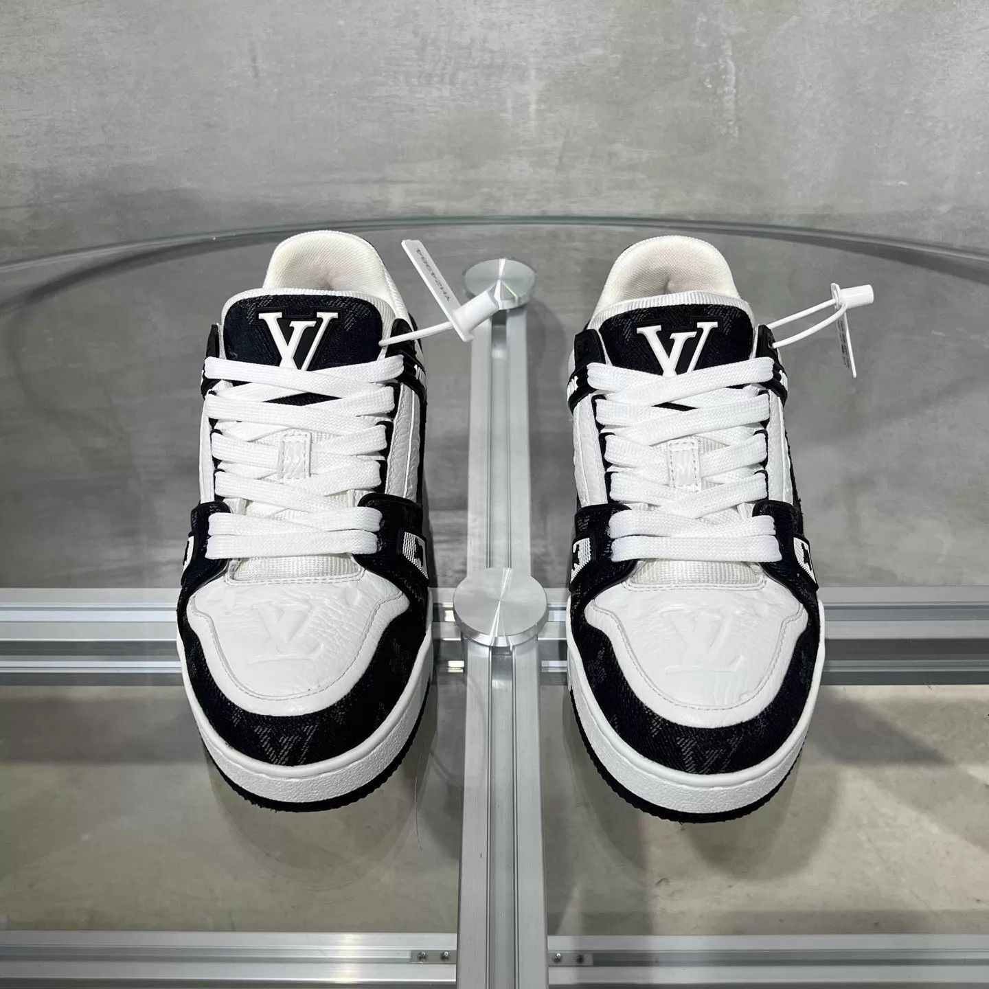LV Trainer Black White Denim UK1.5 35.5