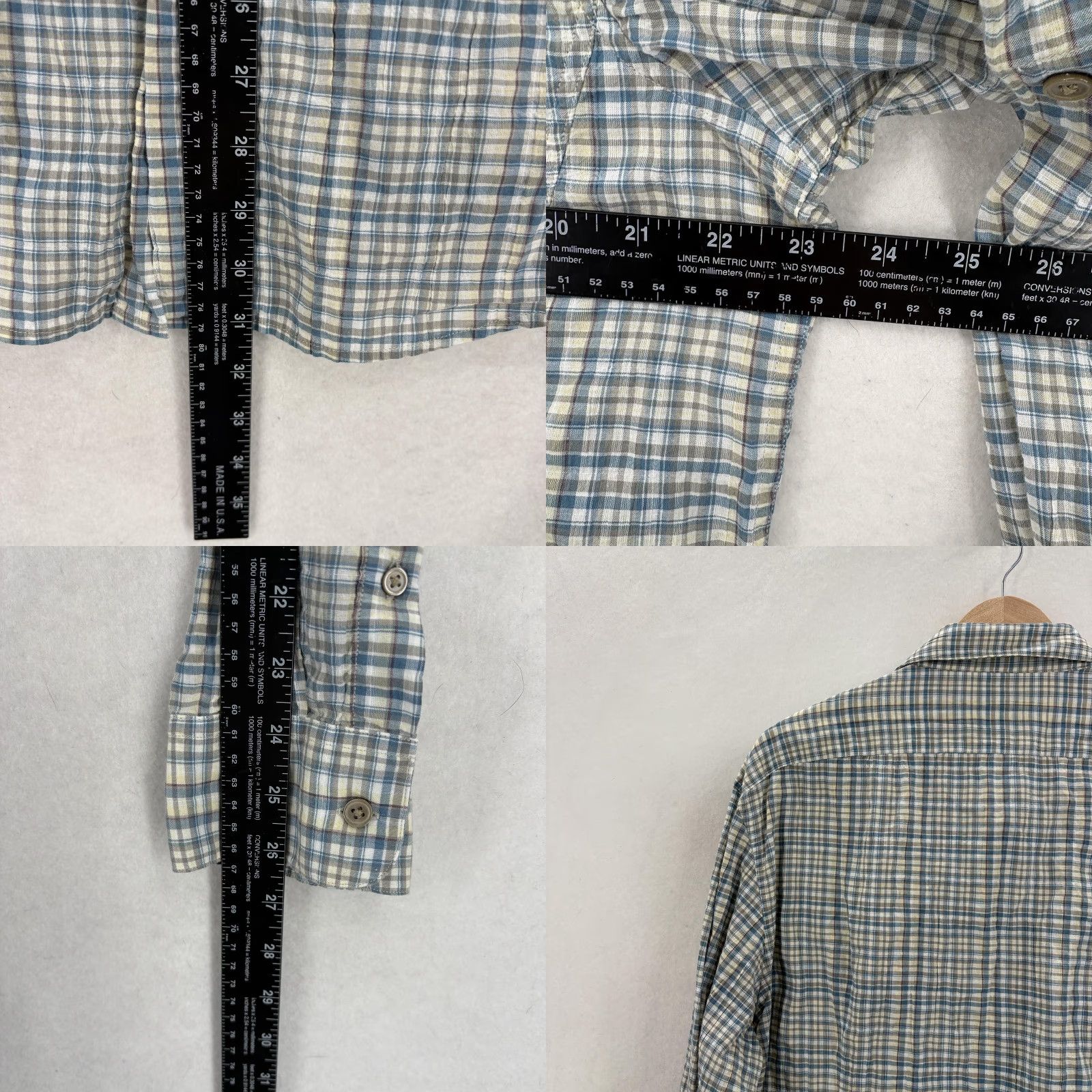 John Varvatos John Varvatos Shirt Mens 2XL Blue Plaid Long Sleeve Button Zipper Pockets Casual Size US XXL / EU 58 / 5 - 8 Thumbnail