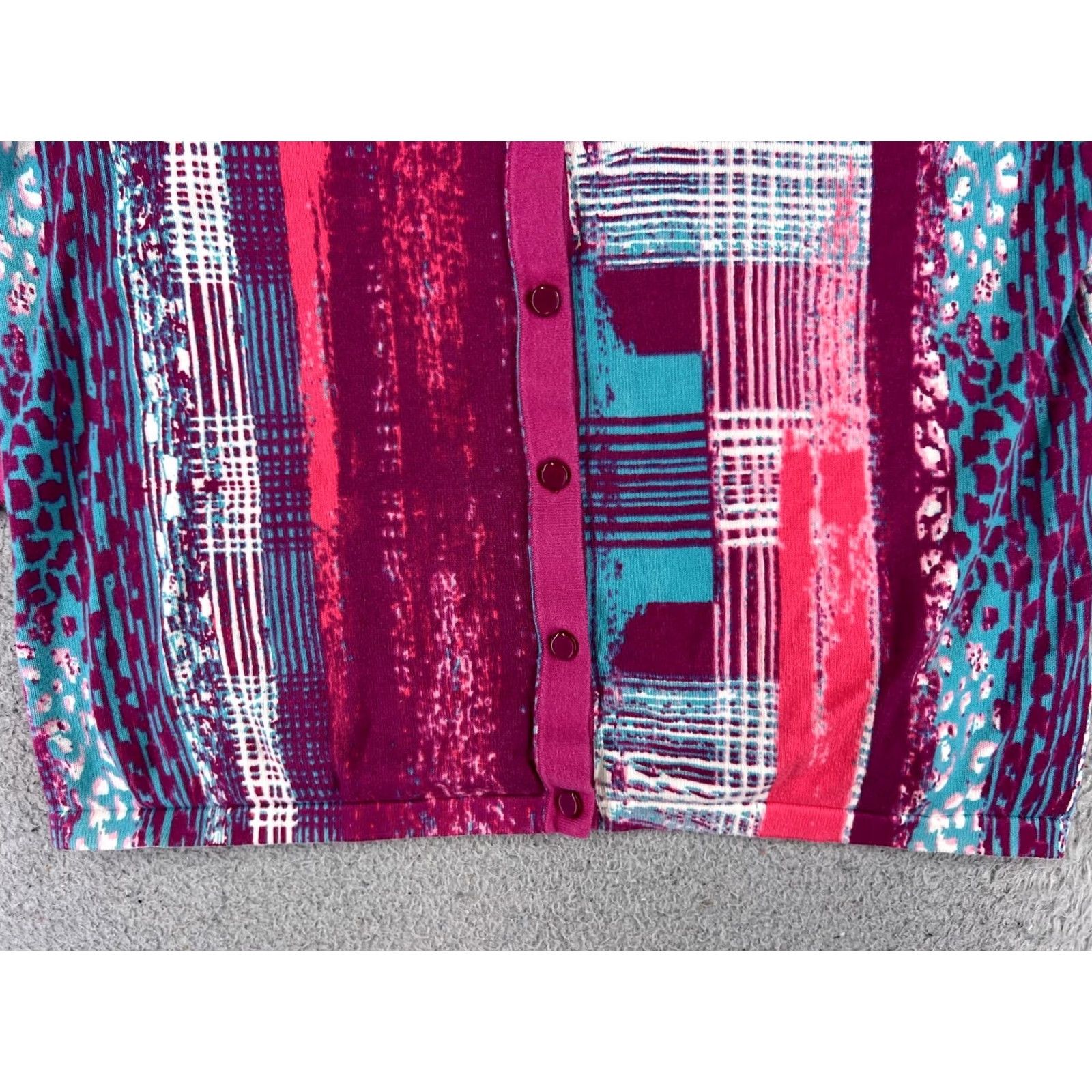 Bob Mackie VINTAGE Bob Mackie Sweater Womens Medium Purple Blue Button Up 90's Polyester Knit Cardigan Mens Womens Girls Size M / US 6-8 / IT 42-44 - 5 Thumbnail