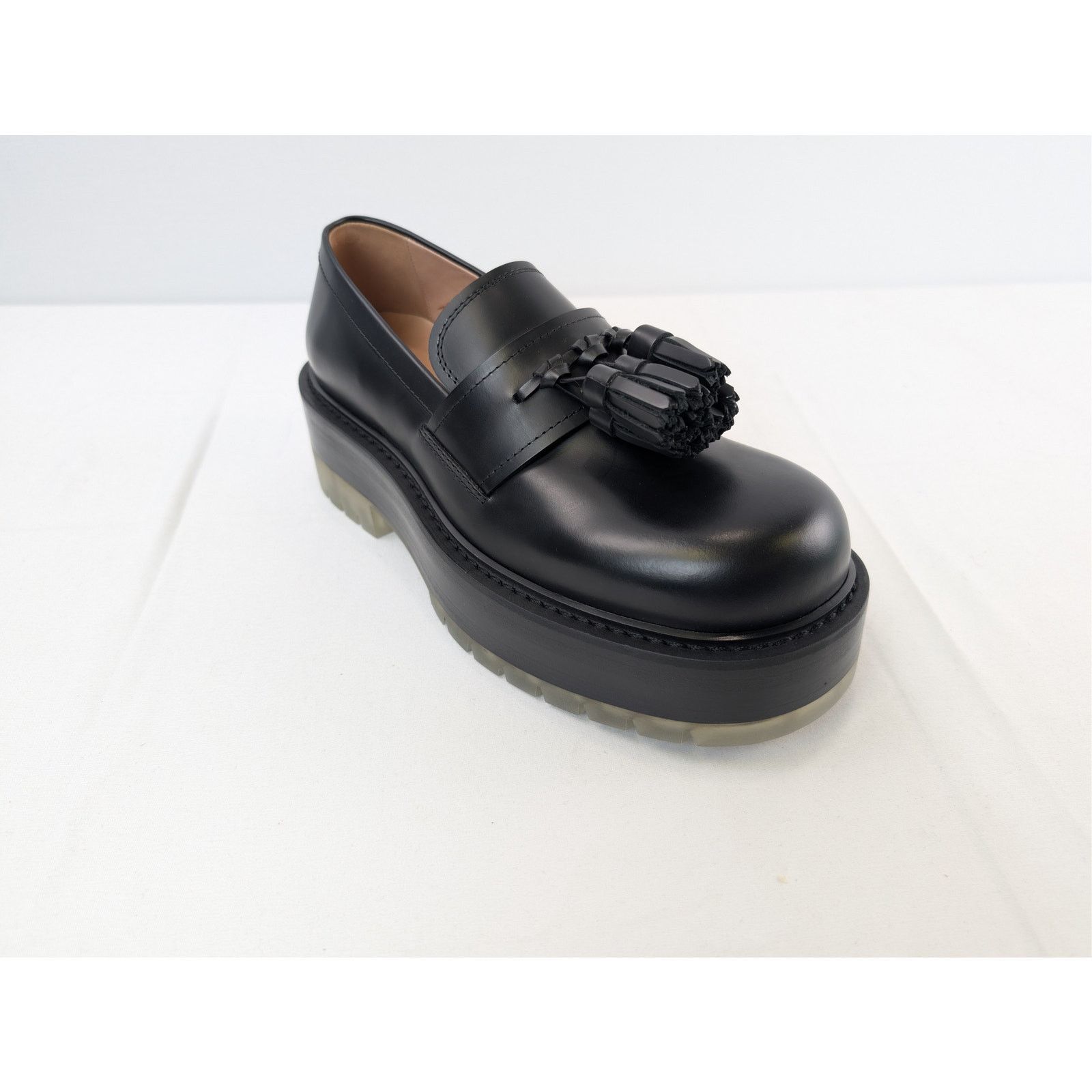 Bottega Veneta o1rshd1 Stilt Tasselled Platform Leather Loafers Boots Black Size US 6.5 / EU 39-40 - 3 Thumbnail