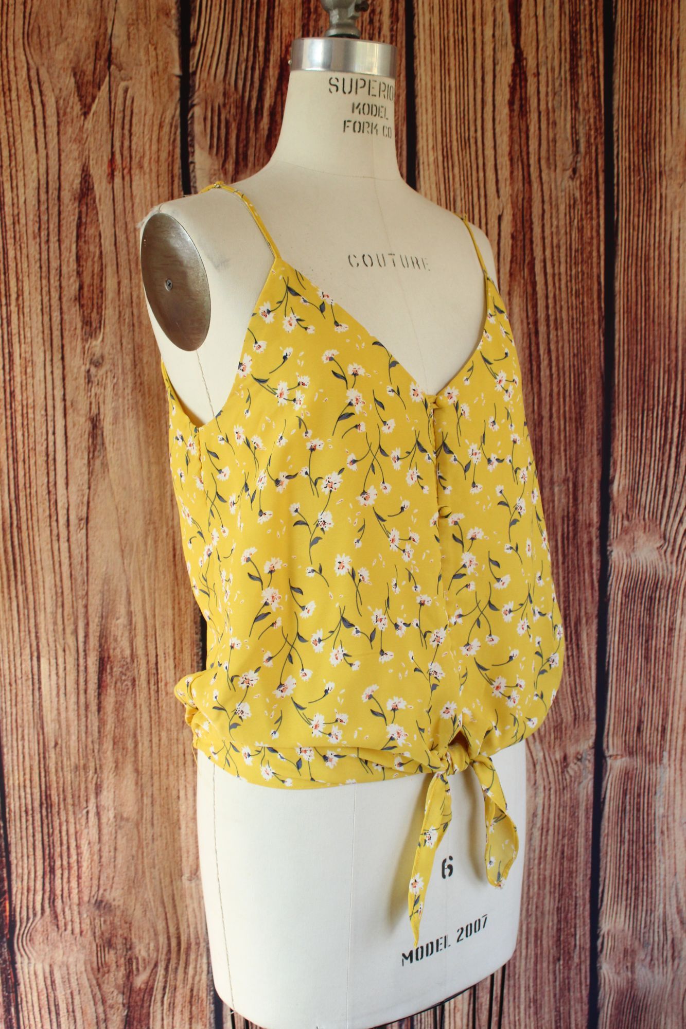 Other Sienna Sky Womens Top, Size Medium, Yellow Floral Tie-Front Size M / US 6-8 / IT 42-44 - 6 Thumbnail