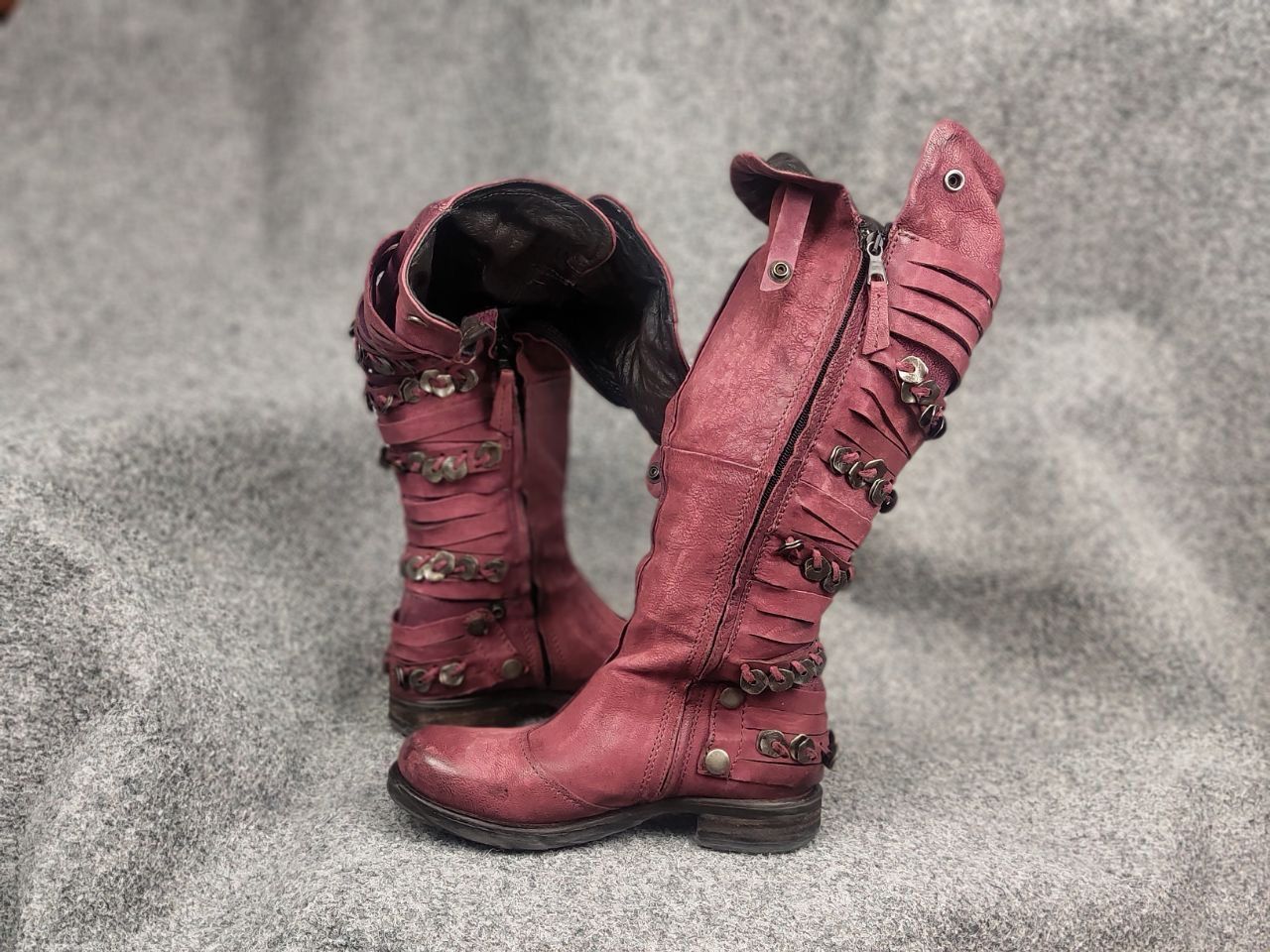 A.S.98 A.S.98 Design Airstep Metal Leather Zip Tall Knee Boots Size US 6 / IT 36 - 12 Thumbnail