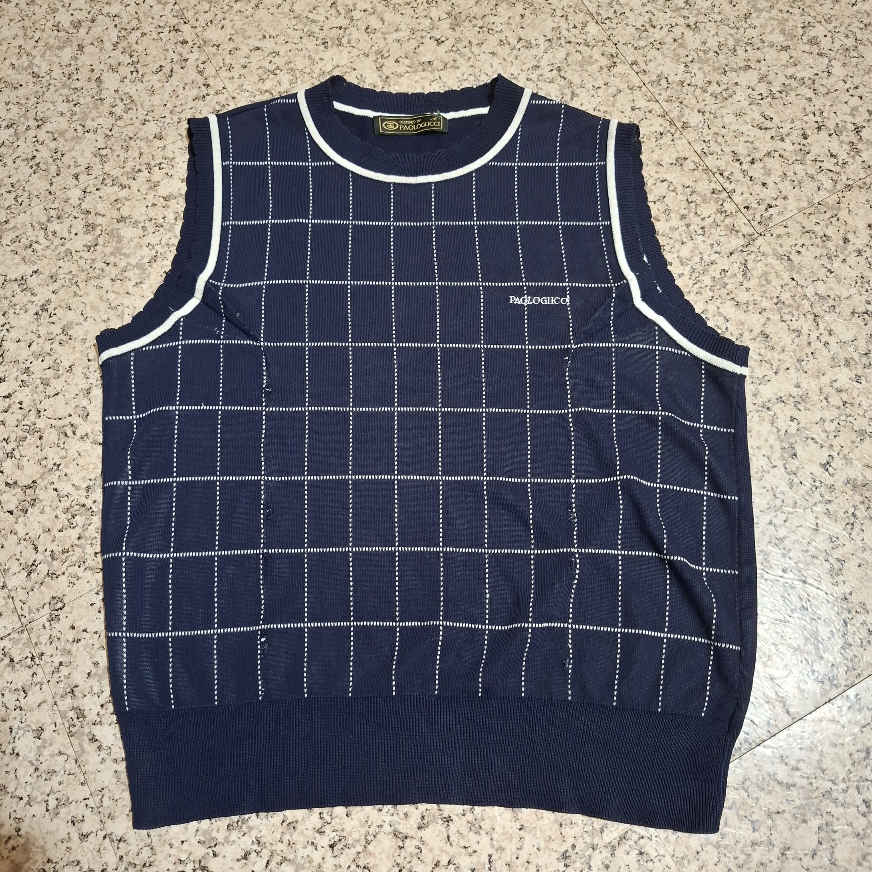 Paolo Gucci Vintage Paolo Gucci Windowpane Check Knit Vest Size US S / EU 44-46 / 1 - 1 Thumbnail
