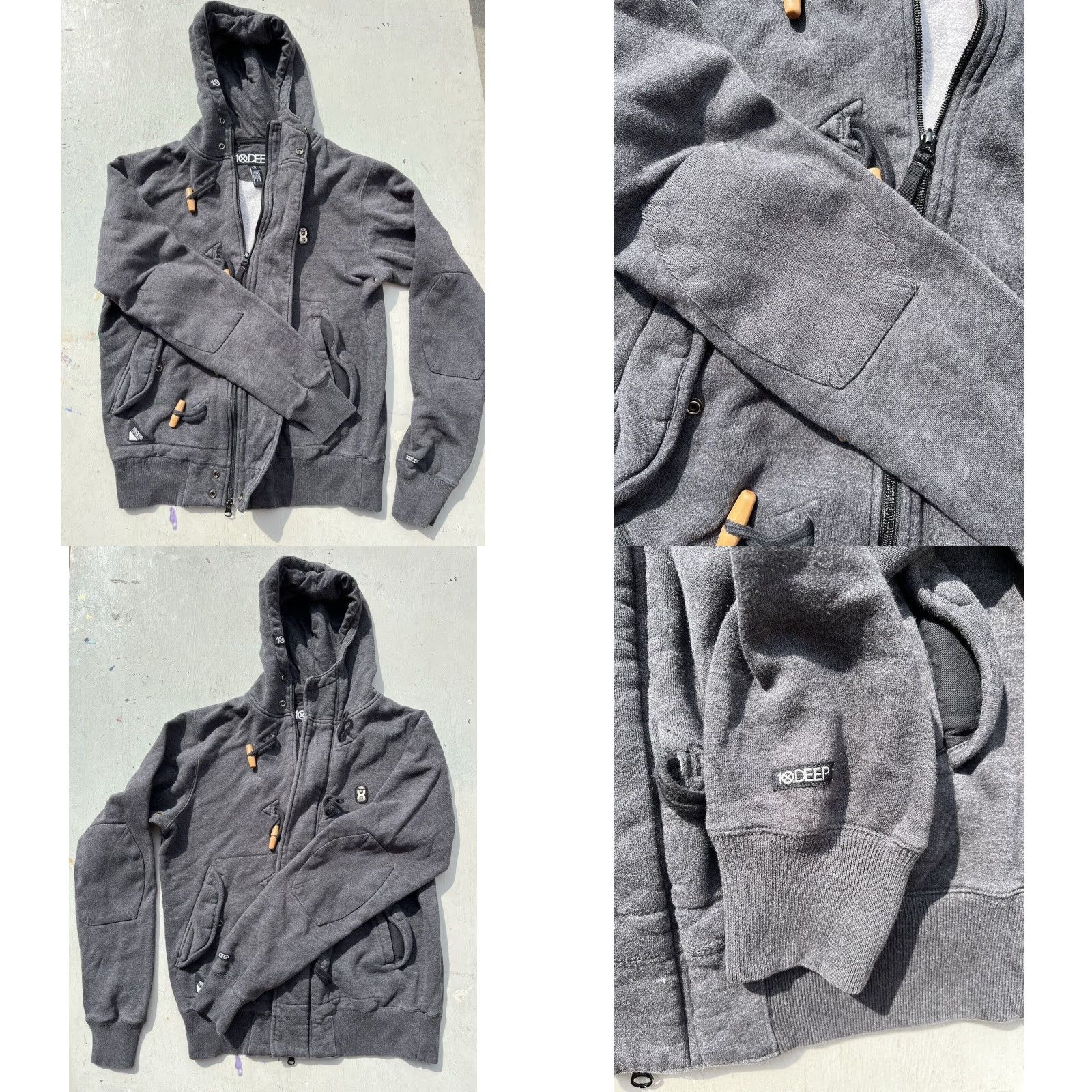 Vintage VINTAGE 10.Deep Hoodie Women Gray S Y2K Hip Hop City Heavyweight Toggle 100% Cotton Full Zip Logo Zipper Regular Lined Hooded Size L / US 10 / IT 46 - 8 Thumbnail