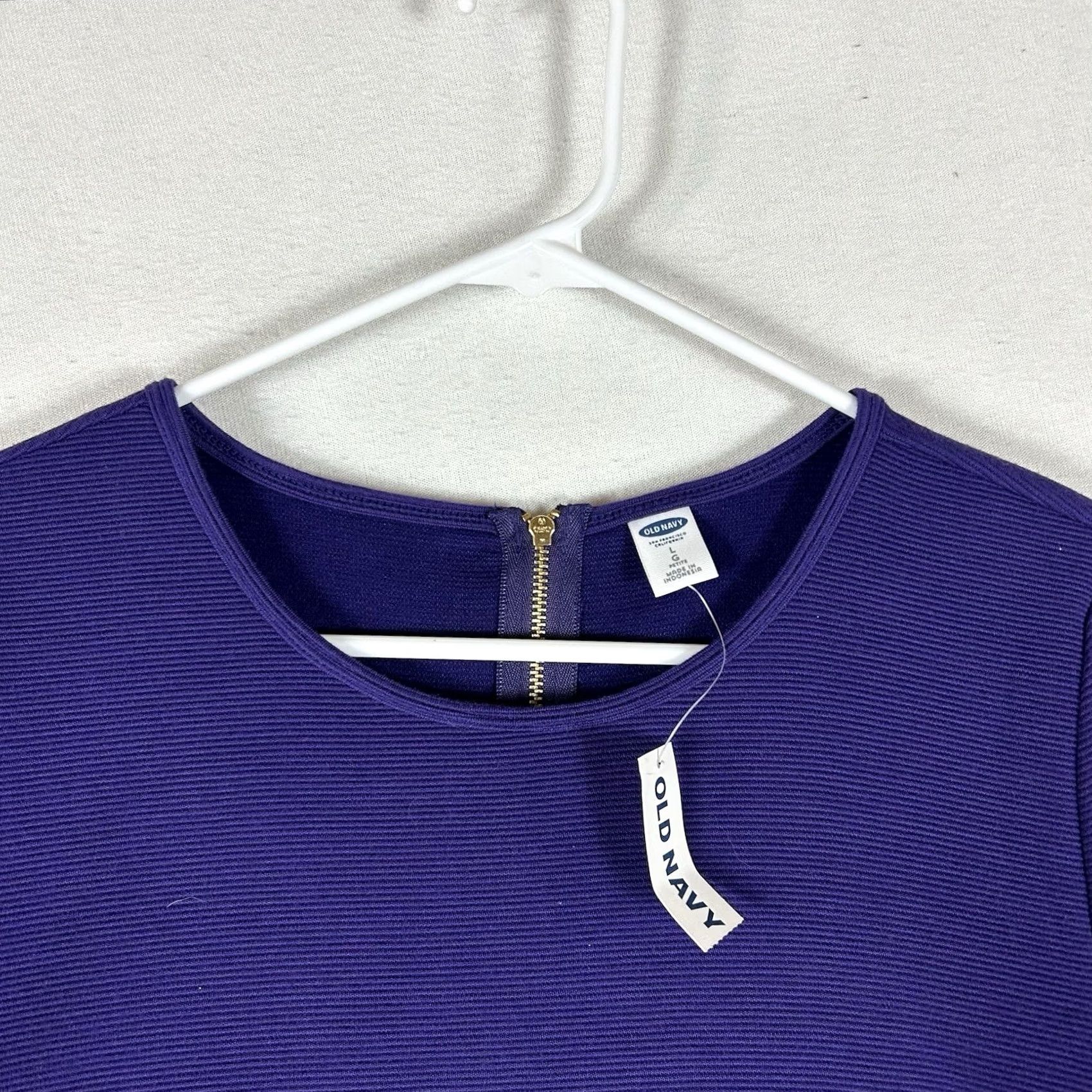 Old Navy Old Navy Dress Women’s L Purple Short Sleeve Back Zip NWT Midi A-Line Beach Work 90s? Size 36" / US 14 / IT 50 - 2 Thumbnail