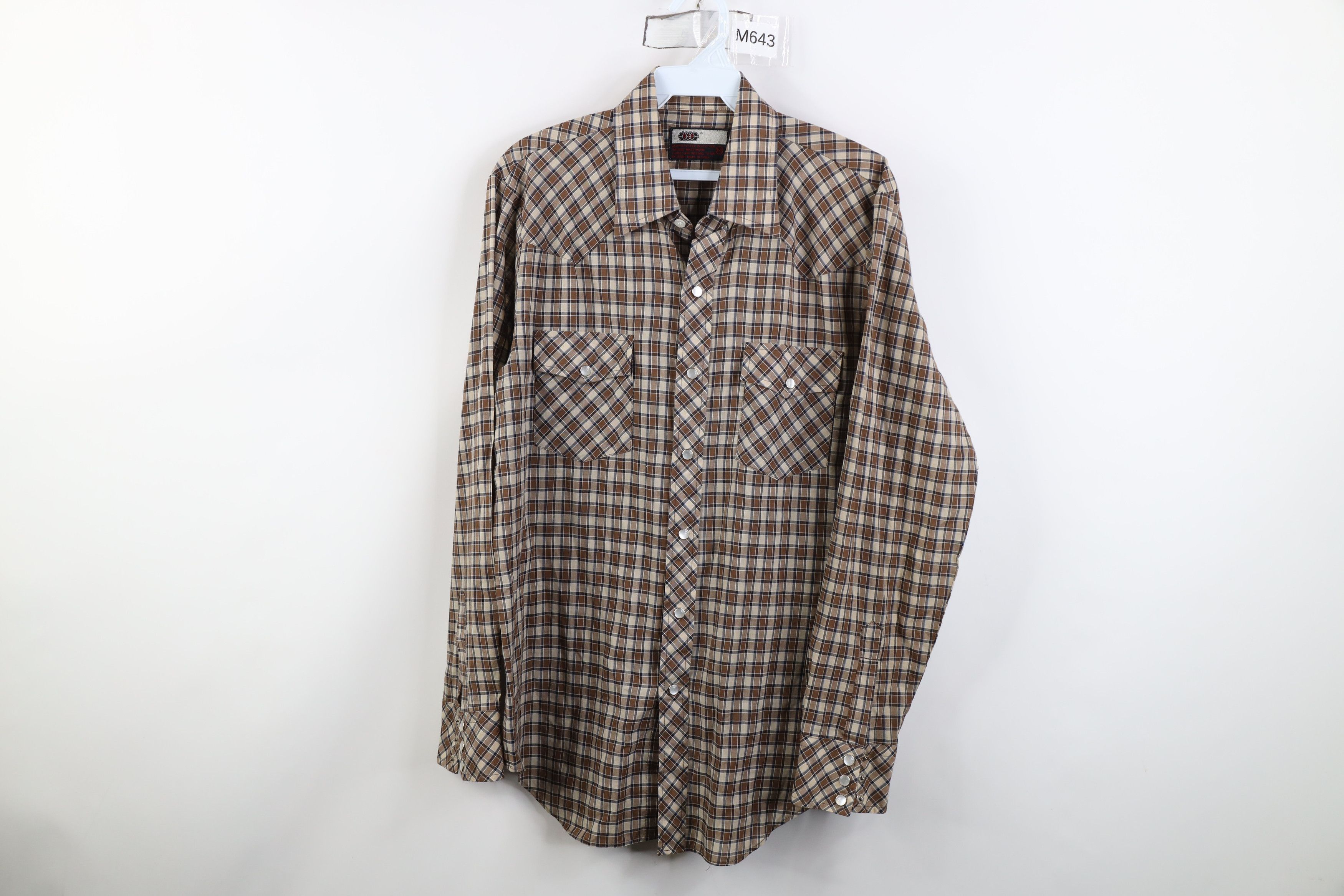 Vintage Vintage 70s Streetwear Cowboy Rodeo Button Shirt Brown Plaid Size US M / EU 48-50 / 2 - 1 Thumbnail