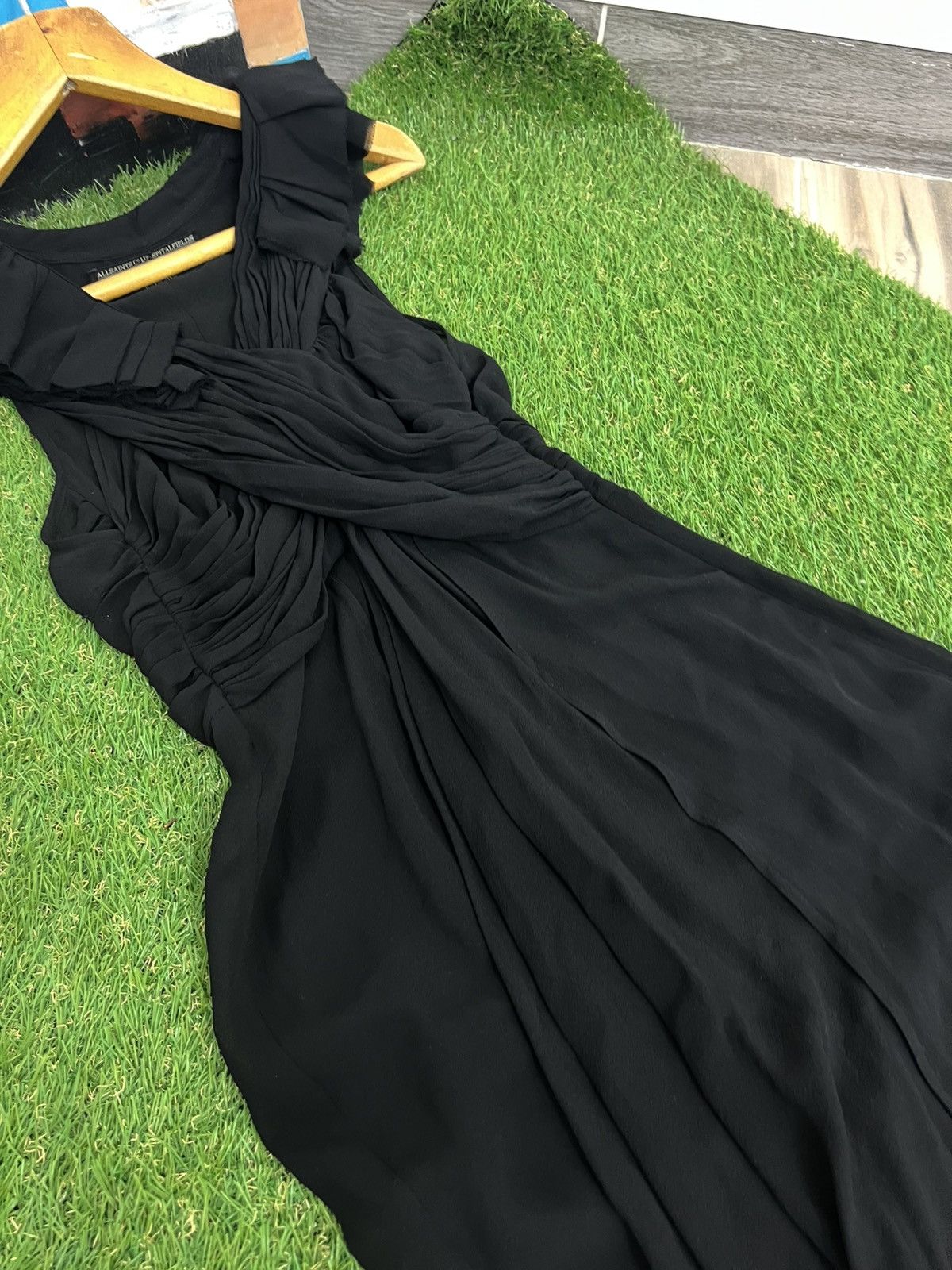 Allsaints All Saints Sheer Mesh Dress Draped Silk Size S / US 4 / IT 40 - 4 Thumbnail