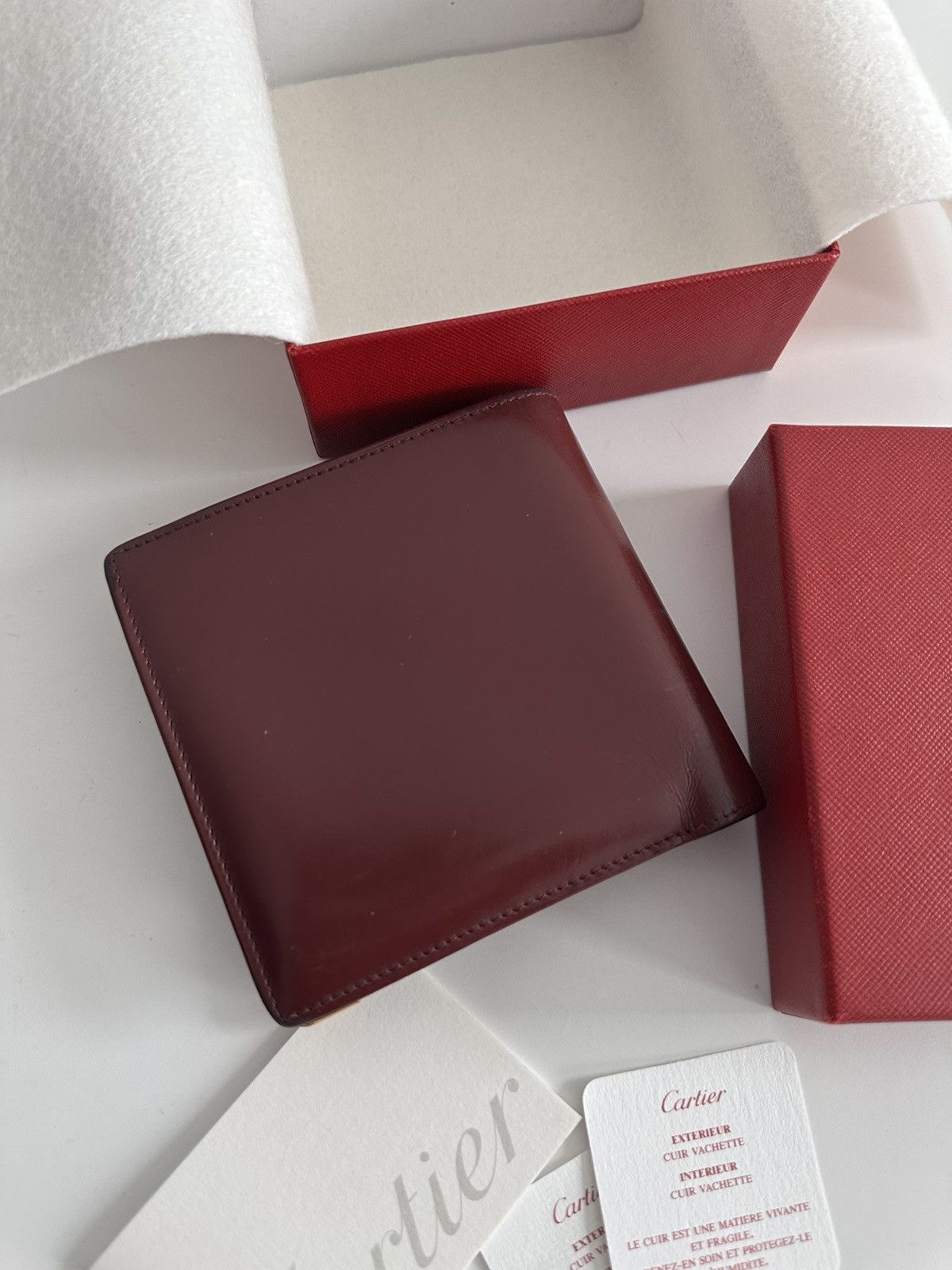 Cartier Vintage 90’s Cartier Red Burgundy Leather Bi Fold Wallet Size ONE SIZE - 5 Thumbnail