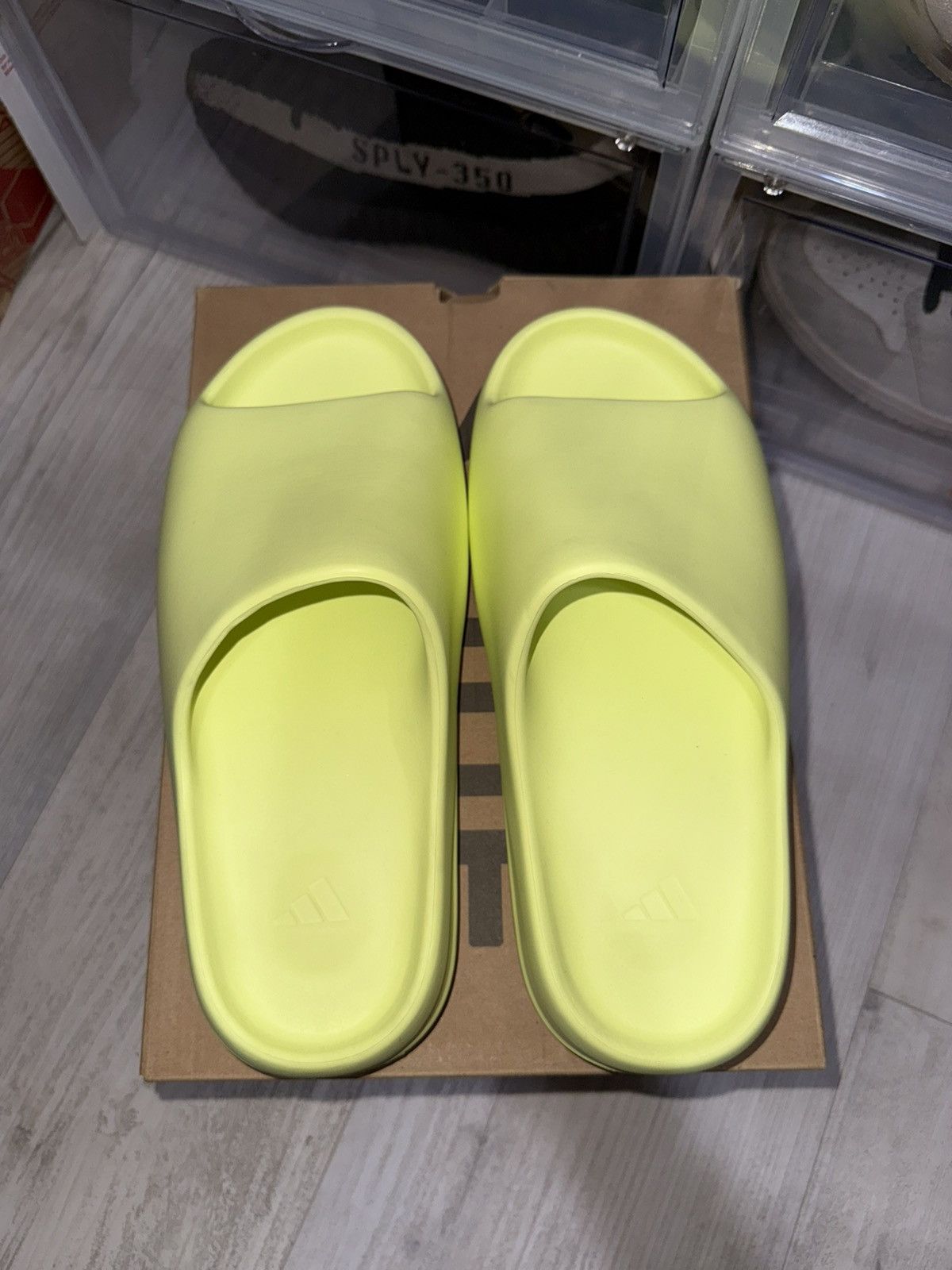 Adidas × Kanye West Adidas Yeezy Slide Green Glow 2022 Size US 12 / EU 45 - 5 Thumbnail