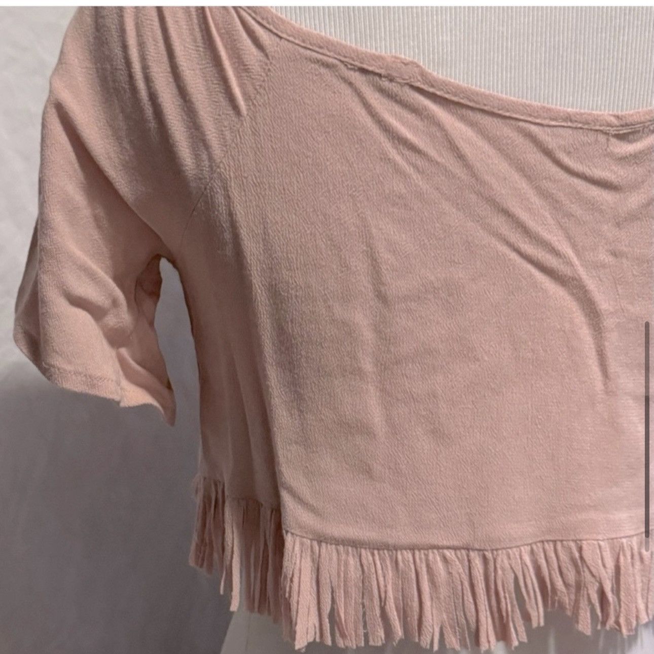 Vintage Vintage, Rose Blush, Peasant Style, Fringed Hem, Crop Top Size ONE SIZE - 10 Thumbnail
