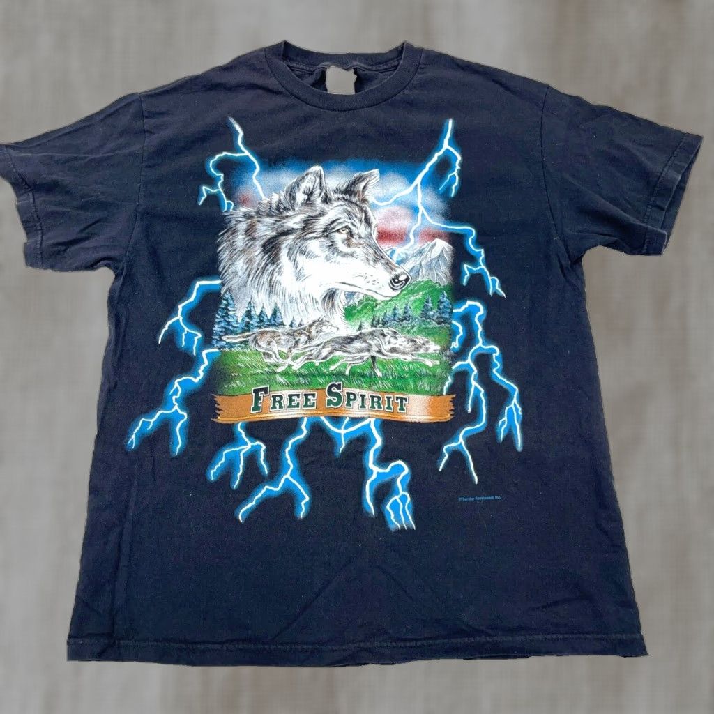 Vintage VINTAGE Tennessee River Shirt Men L Black Thunder Lightning Wolf Pack 90s Graphic Print Crew Neck Short Sleeve T-Shirt Size US L / EU 52-54 / 3 - 1 Thumbnail