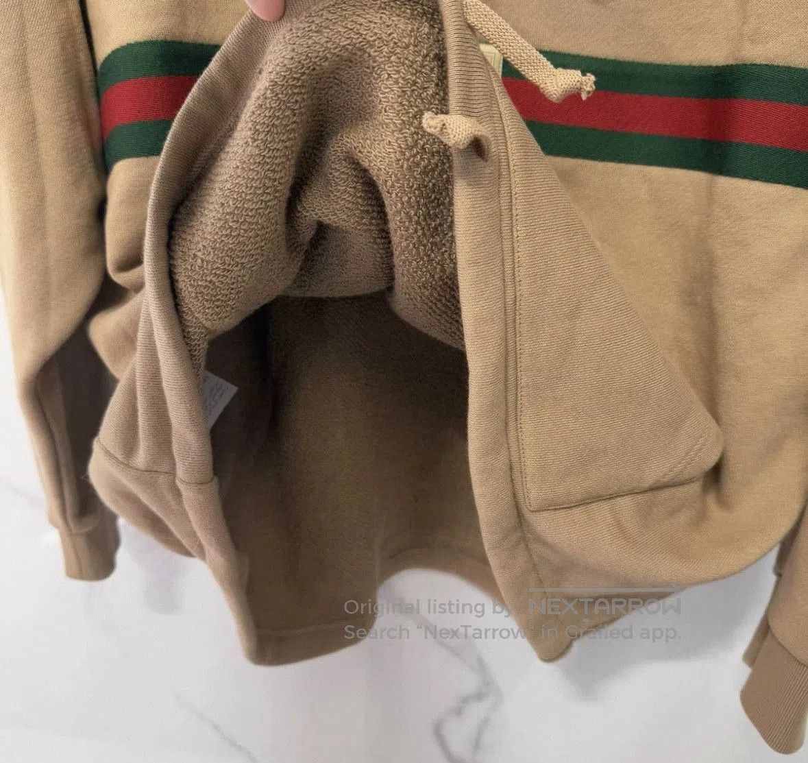 Gucci Brown Logo Print Hooded Sweatshirt.