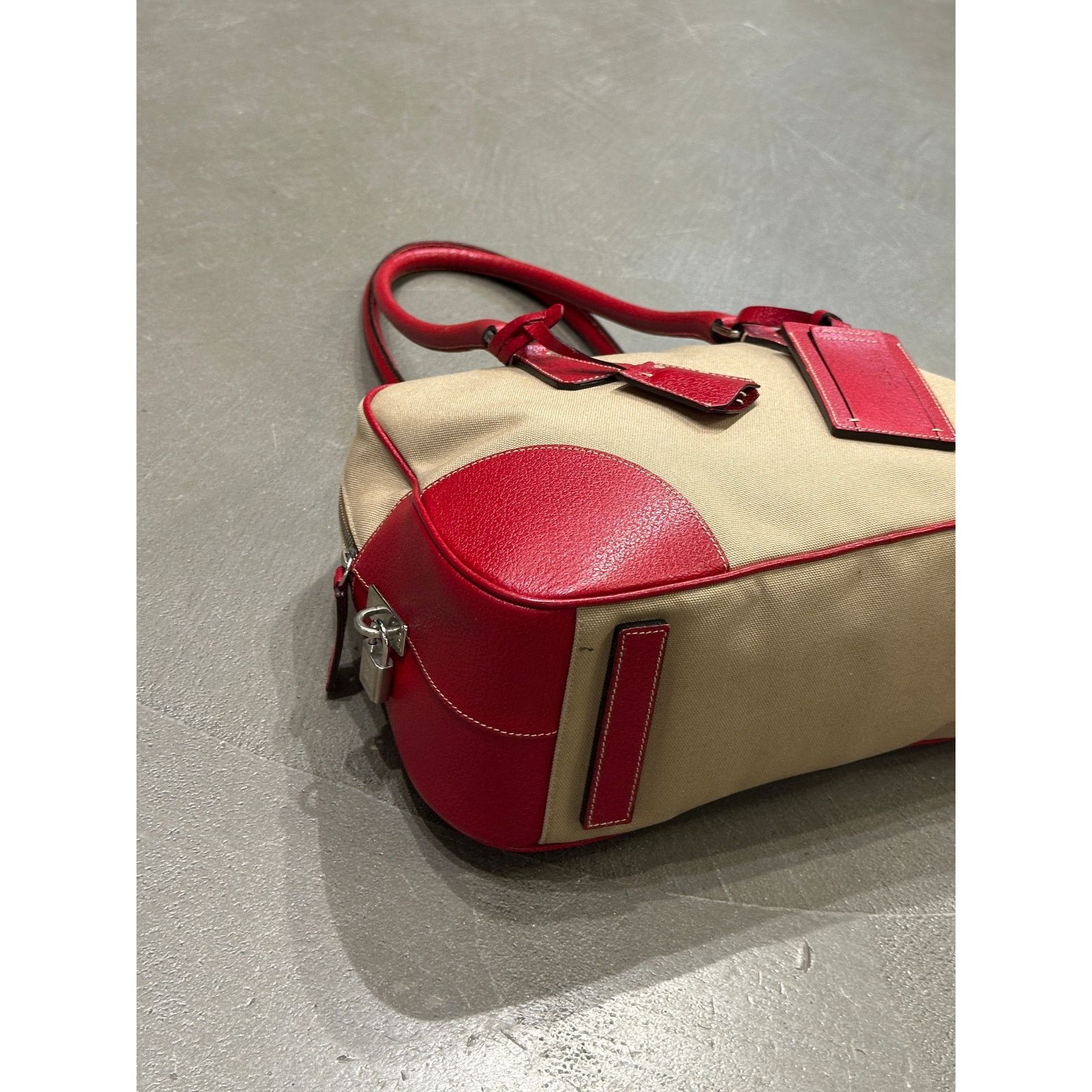 Prada 2000s Prada jacquard bowler bag with red leather trim Size ONE SIZE - 5 Thumbnail