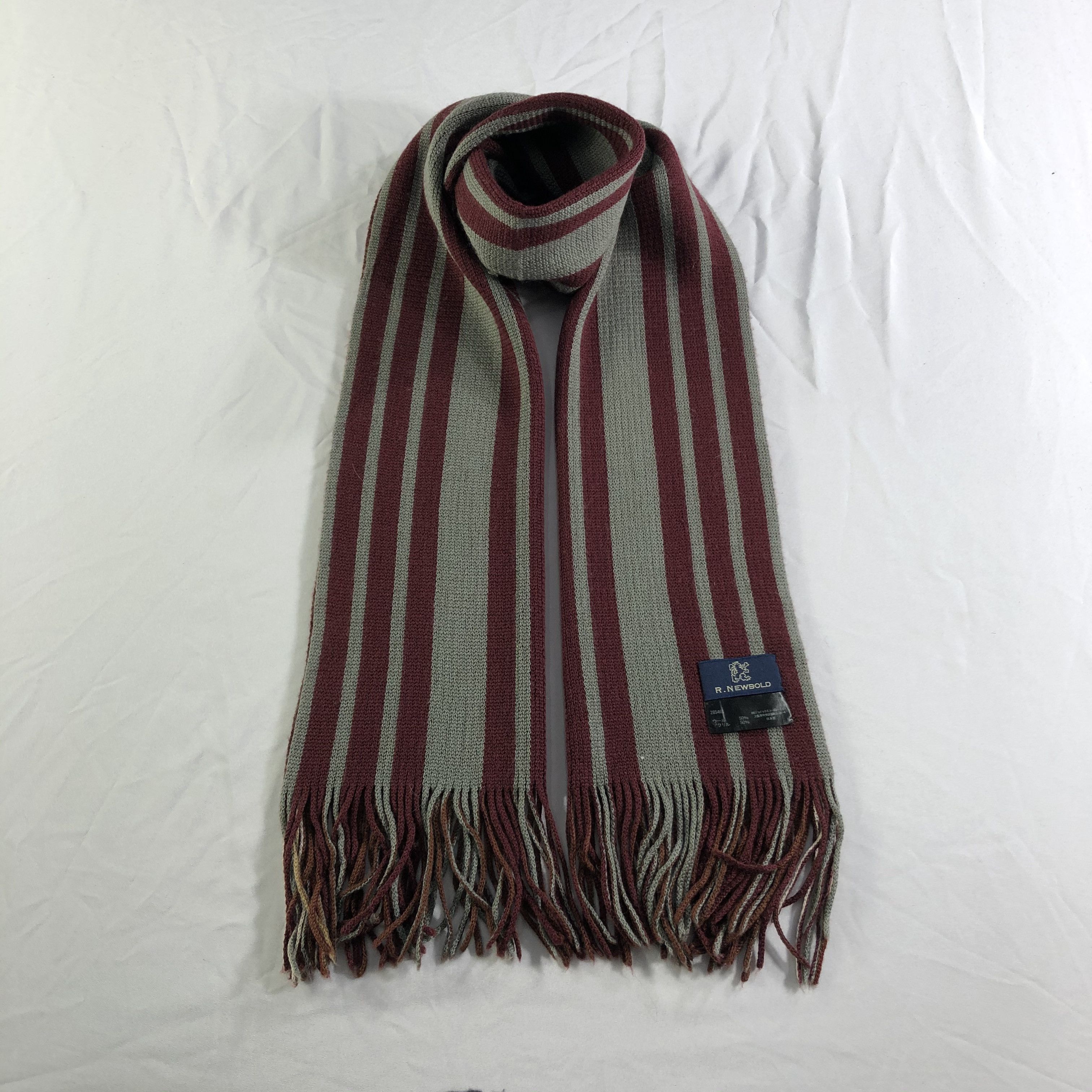 R.Newbold R.Newbold Stripe Wool Scarf Muffler Neckwear V2441 Size ONE SIZE - 1 Thumbnail