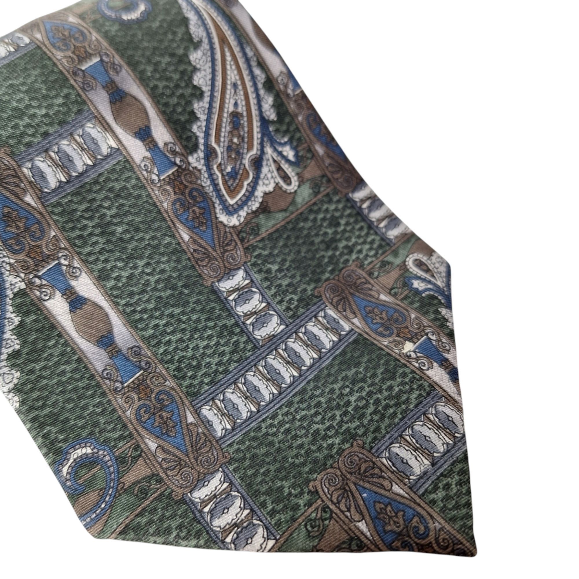 Van Heusen 417 by Van Heusen Silk Tie Paisley Geometric Floral Green Bl Size ONE SIZE - 3 Thumbnail
