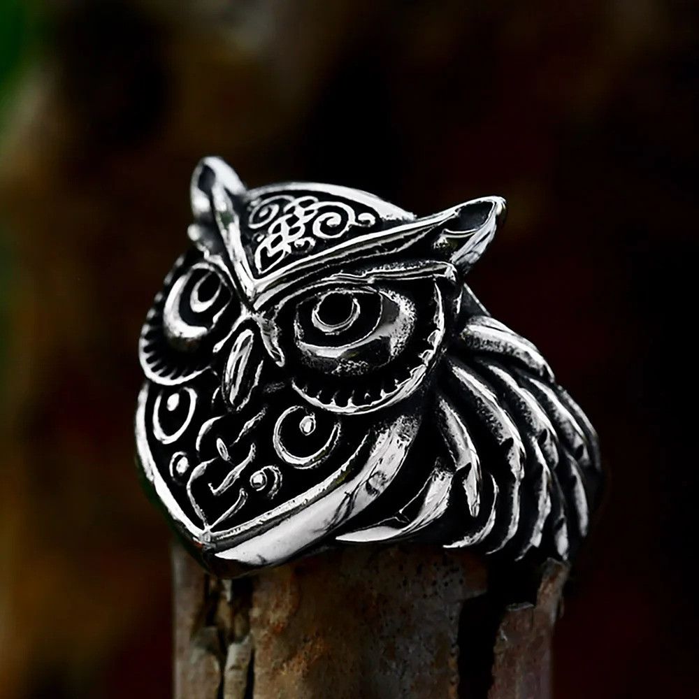 Jewelry Vintage Stainless Steel Owl Ring Size ONE SIZE - 6 Thumbnail