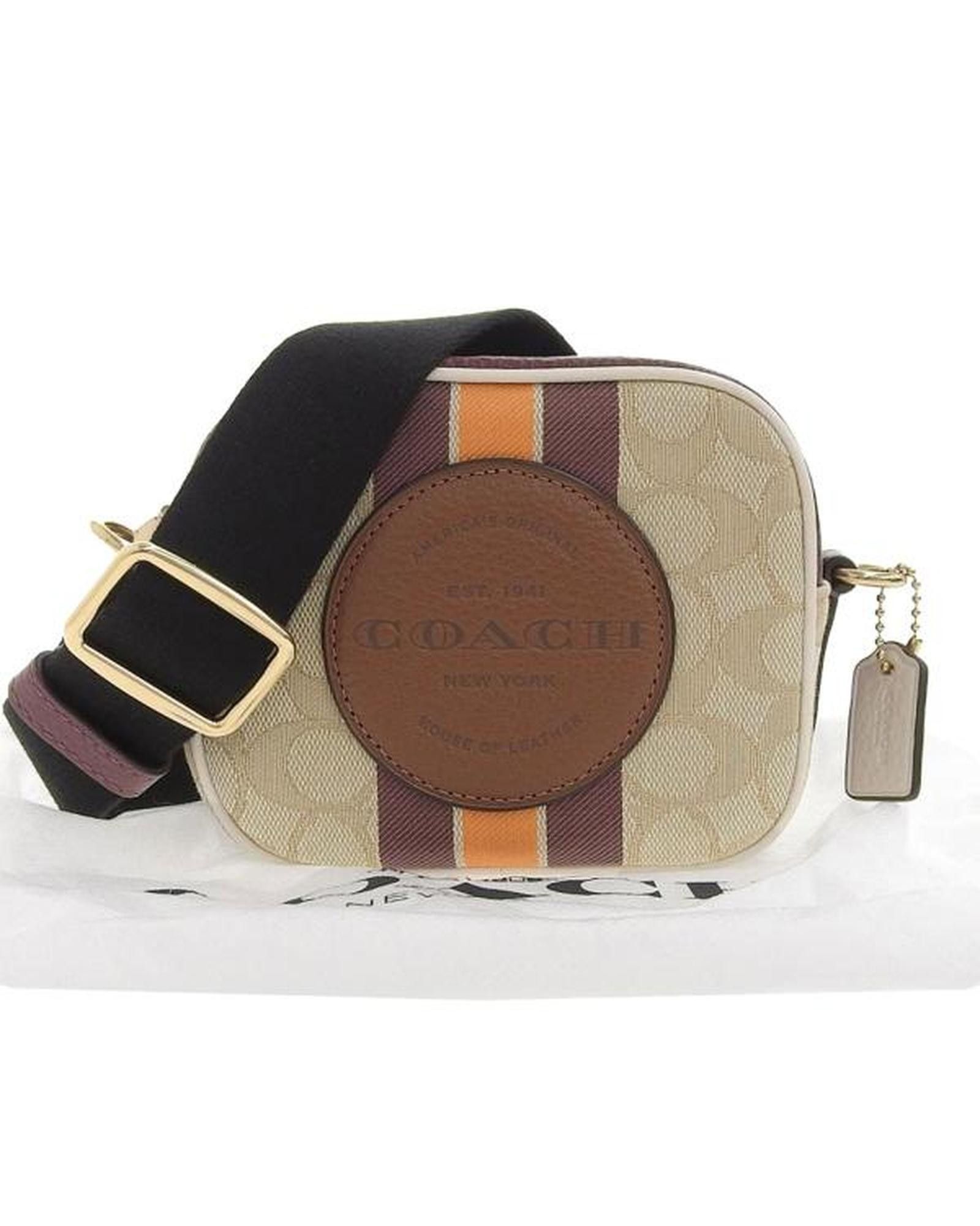 image of Coach Canvas Mini Camera Bag In Brown, Women's