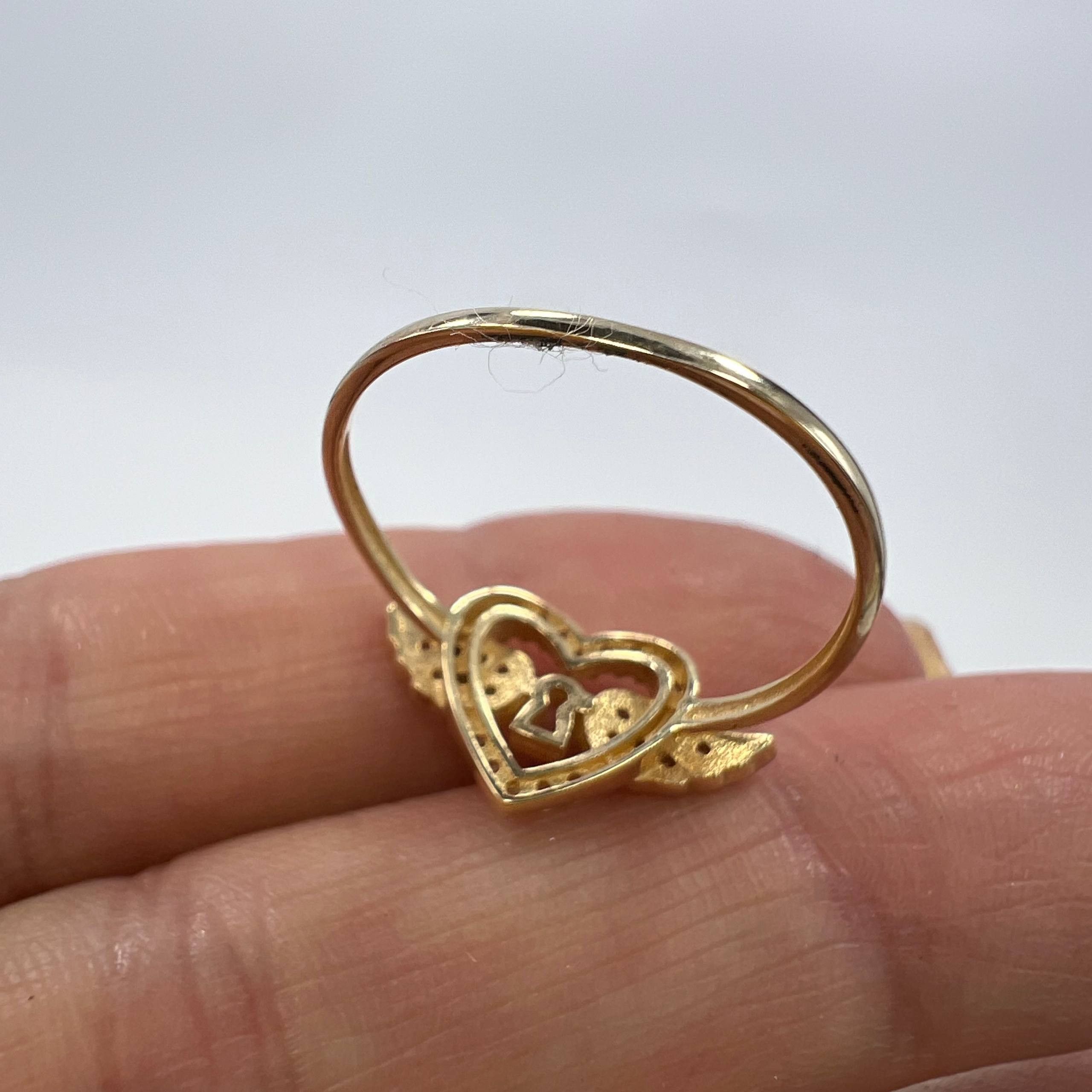 Other New 14K Solid Gold Ring Heart Wings Keyhole Italian Size 7 Size ONE SIZE - 5 Thumbnail