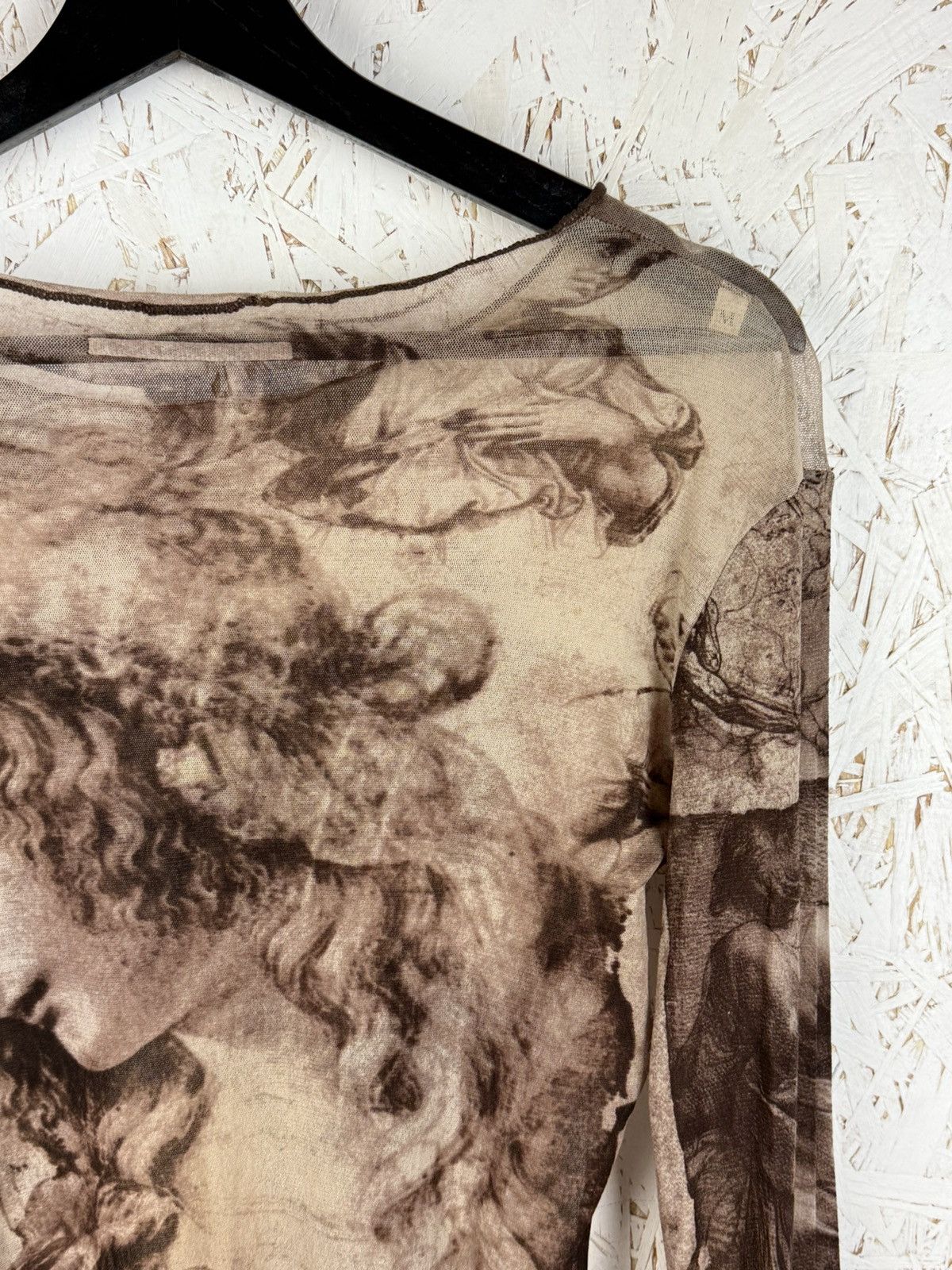 Jean Paul Gaultier 90s Jean Paul Gaultier SS1998 Renaissance Print Mesh Shirt M Size M / US 6-8 / IT 42-44 - 8 Thumbnail
