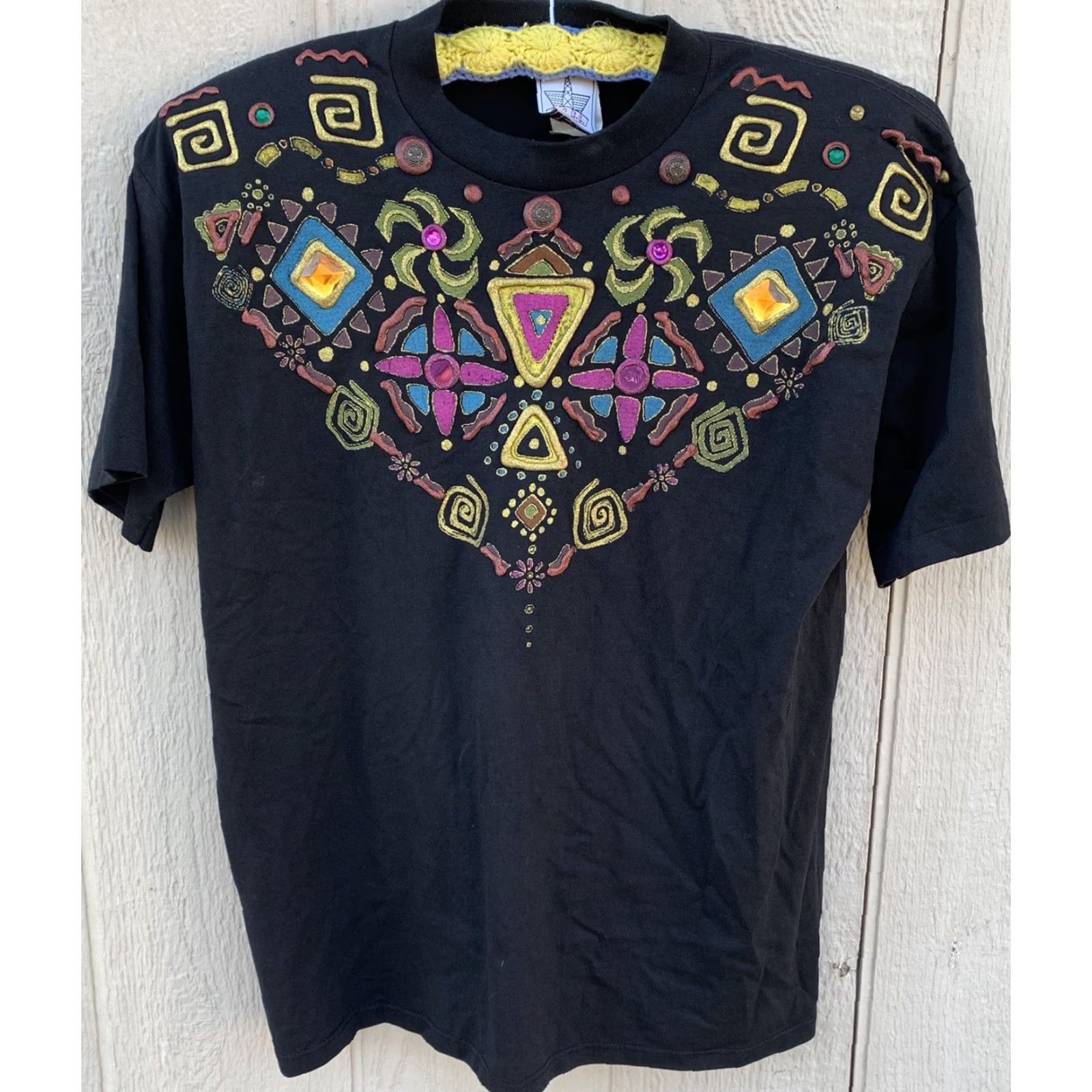 Vintage VINTAGE K.W.B.L. Los Angeles wearable art tshirt ONE SIZE 90s 1990s Black Shirt Mens Women’s Girls Boys Size ONE SIZE - 4 Thumbnail