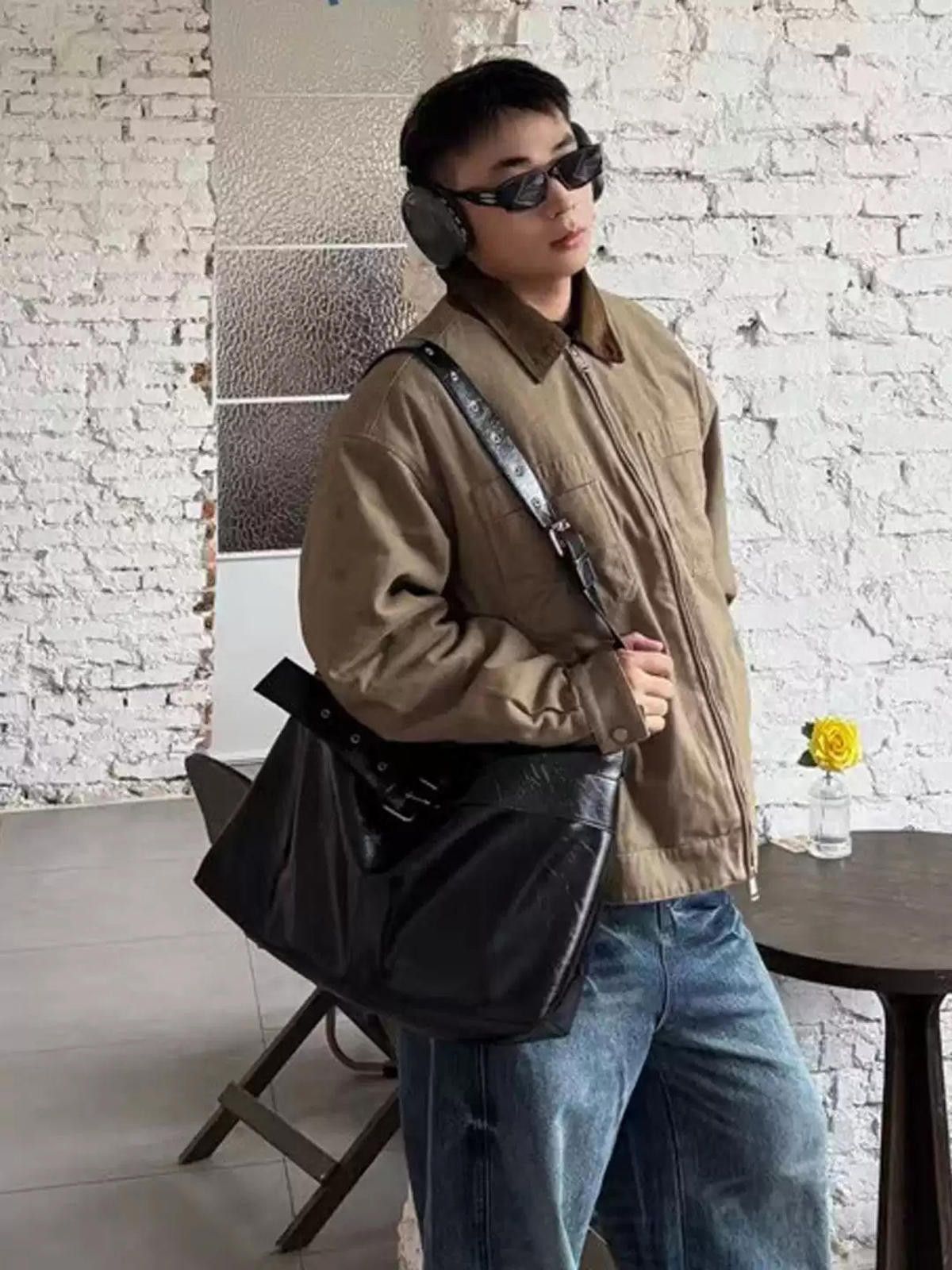 Leather Vintage Harajuku Shoulder Bag | PU Leather Size ONE SIZE - 3 Thumbnail