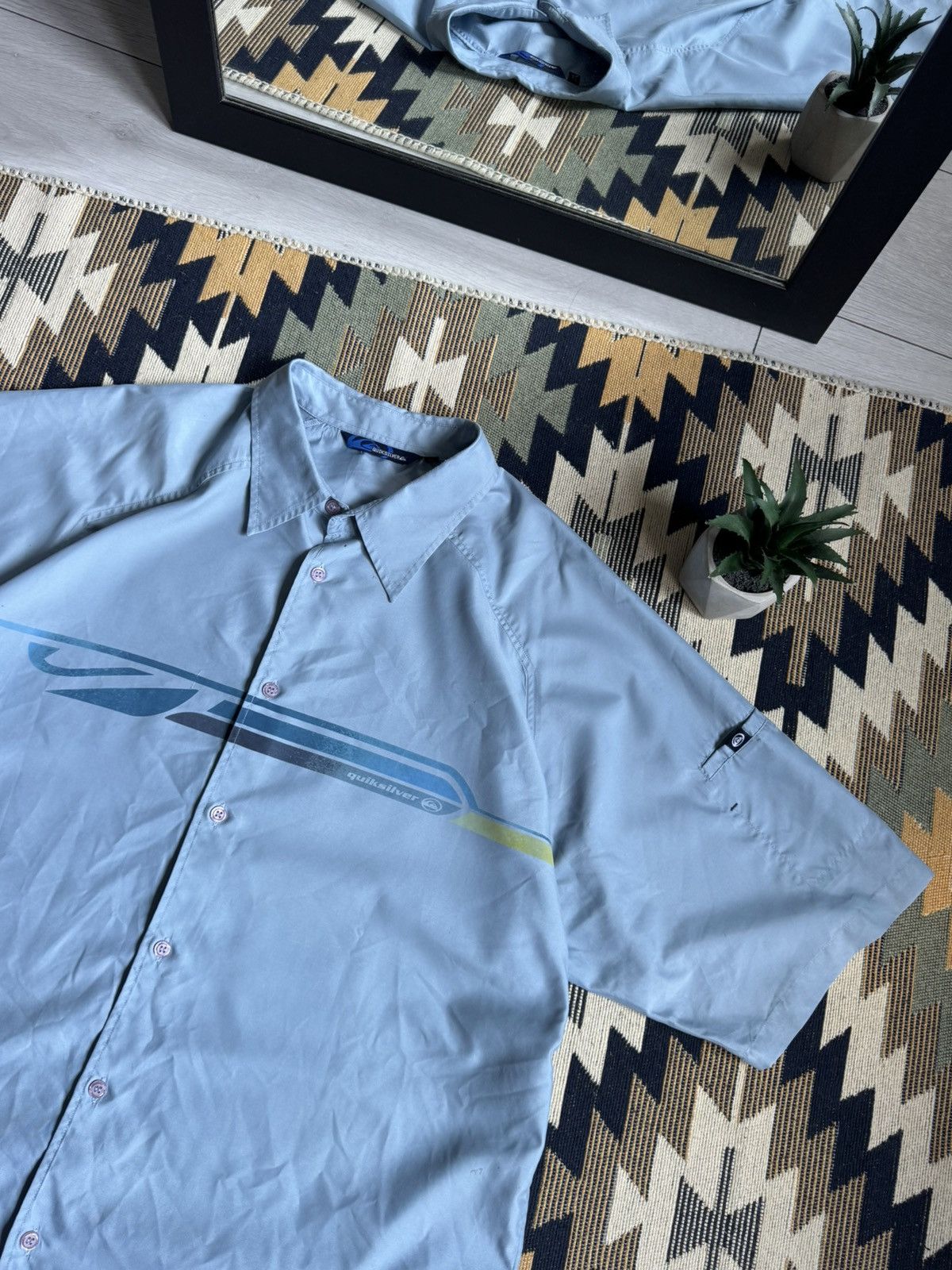 Quiksilver Vintage Quiksilver Sleeve less Logo Button Up Shirt Size US XL / EU 56 / 4 - 5 Thumbnail