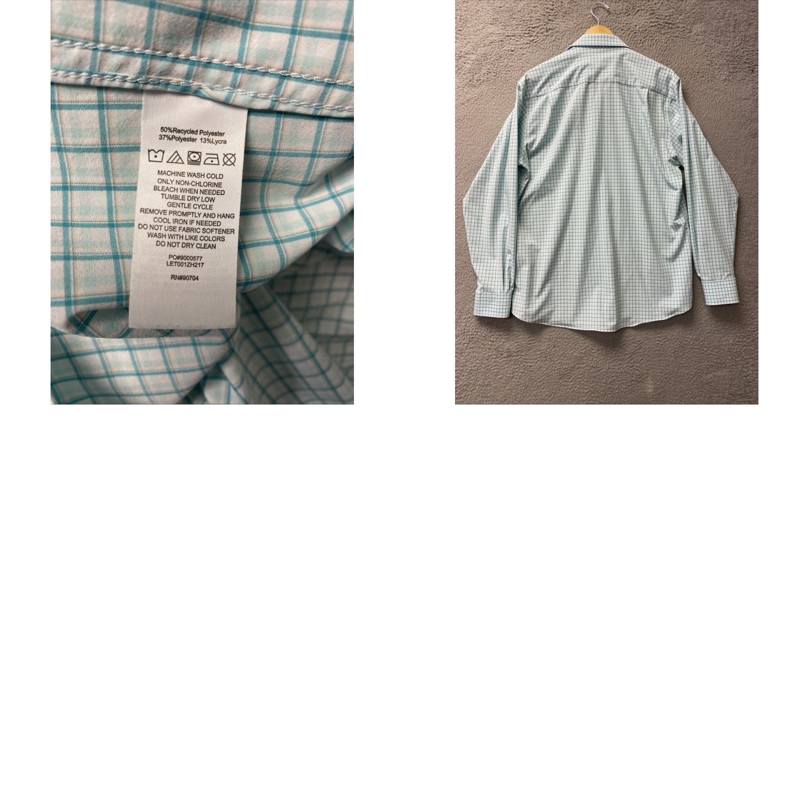 Lands' End Lands' End Shirt Mens Large Aqua Check Long Sleeve Button Performance /128-32 Size US L / EU 52-54 / 3 - 8 Thumbnail