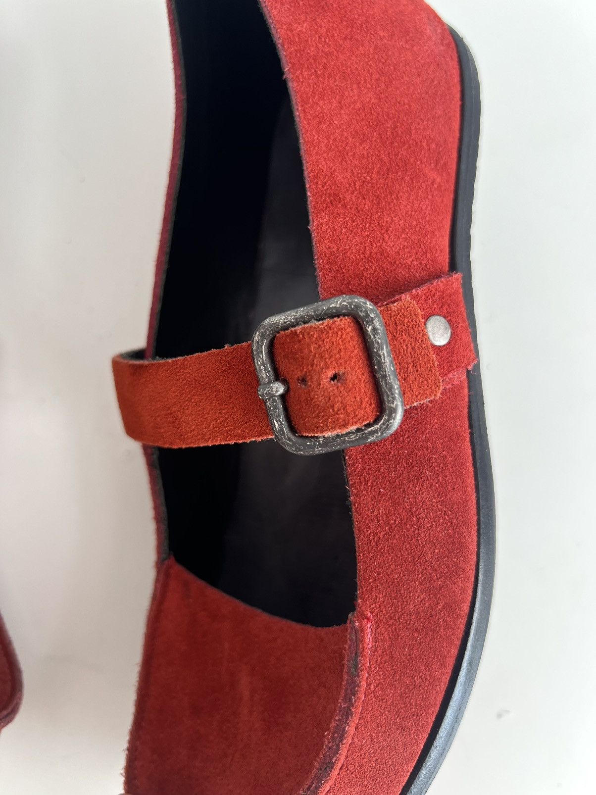 Ann Demeulemeester 🇺🇸Cliff Dweller x Cydwoq Mary Jane Red Suede Shoes Size US 7 / IT 37 - 11 Thumbnail