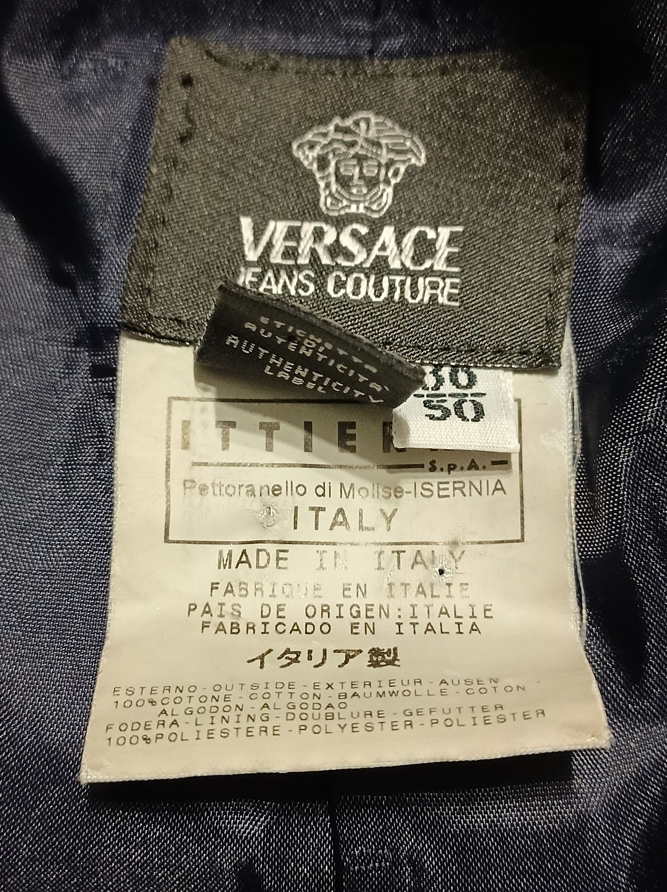 Versace × Versace Jeans Couture Versus Jeans Couture Dark Blue Mens Cotton Jacket Size EU 50 Size US M / EU 48-50 / 2 - 13 Thumbnail