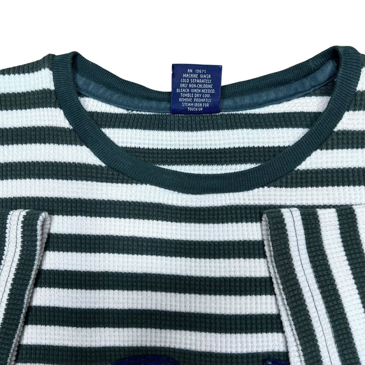 Polo Ralph Lauren Polo Ralph Lauren Green Striped Spell Out Thermal Knit Tee Size US XL / EU 56 / 4 - 3 Thumbnail