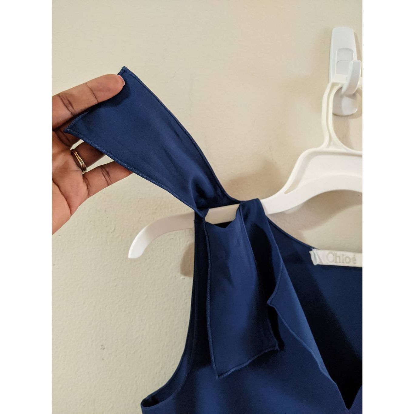 Chloe Chloé Navy Blue Sleeveless Blouse V-Neck Tie Shoulder Elegan Size XS / US 0-2 / IT 36-38 - 9 Thumbnail