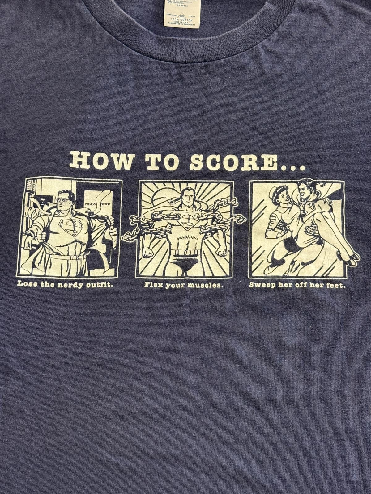 Warner Bros Vintage DC Superman T-shirt How to Score DC Tee Superman 3XL Size US XXL / EU 58 / 5 - 1 Thumbnail