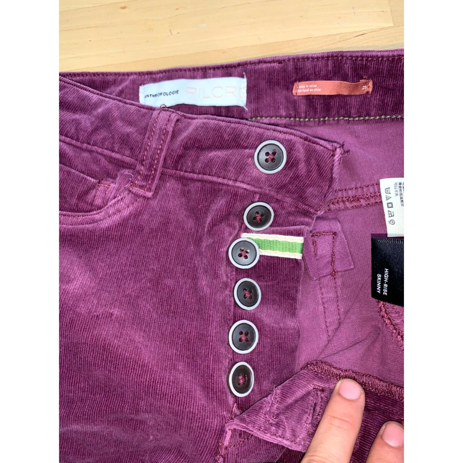 Vintage Pilcro High Rise Skinny Corduroy Pants 25 Pink Button Fly #6072 Pilcro Women Pants Slim Ankle Pink 25 Overall Size 42" / US 20 - 6 Thumbnail