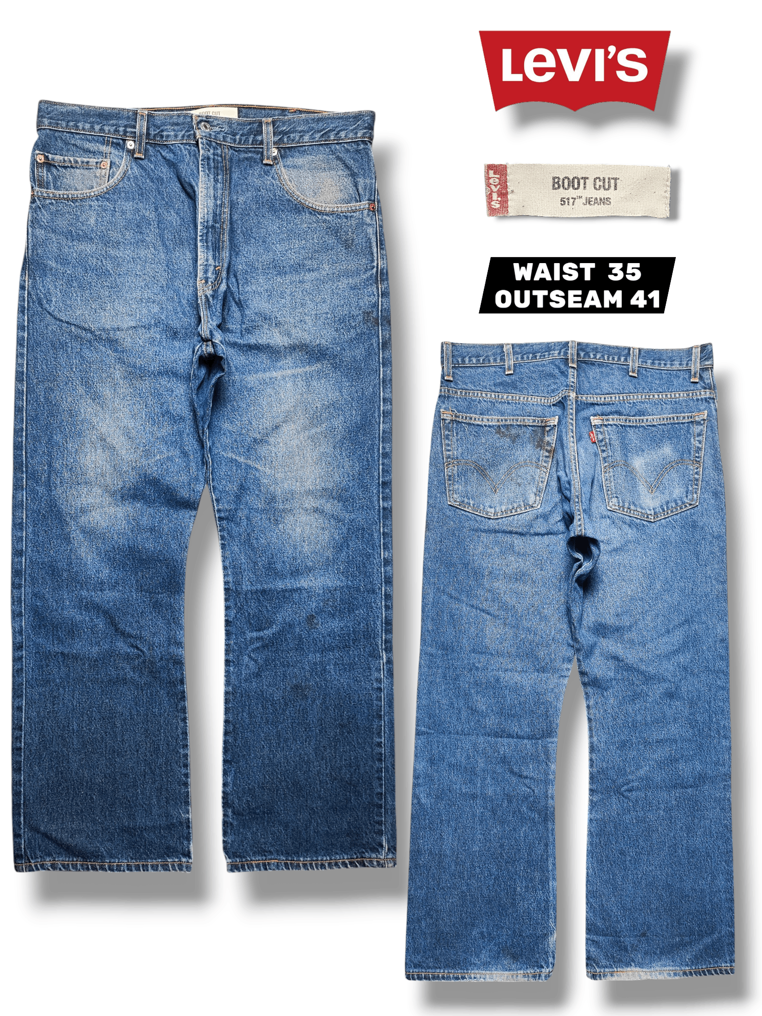 Levi's Vintage Levi's 517 Bootcut Baggy Faded Blue Flare W35X30 Size US 35 - 1 Thumbnail