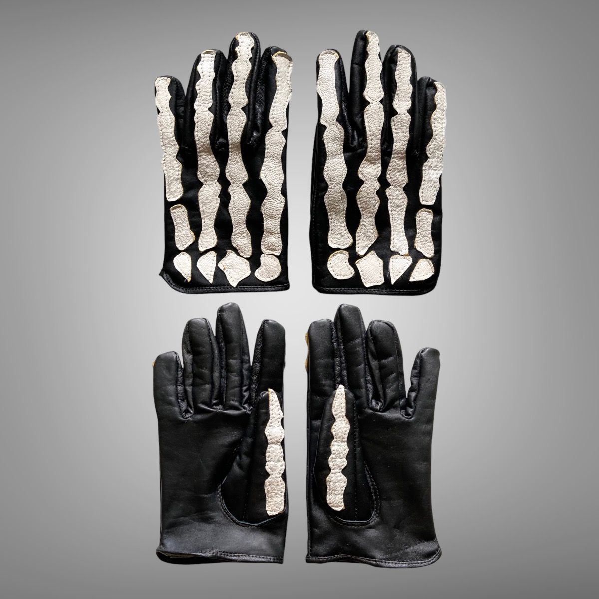 Pre-owned 14th Addiction X Hysteric Glamour Skull Skeleton Gloves In Black