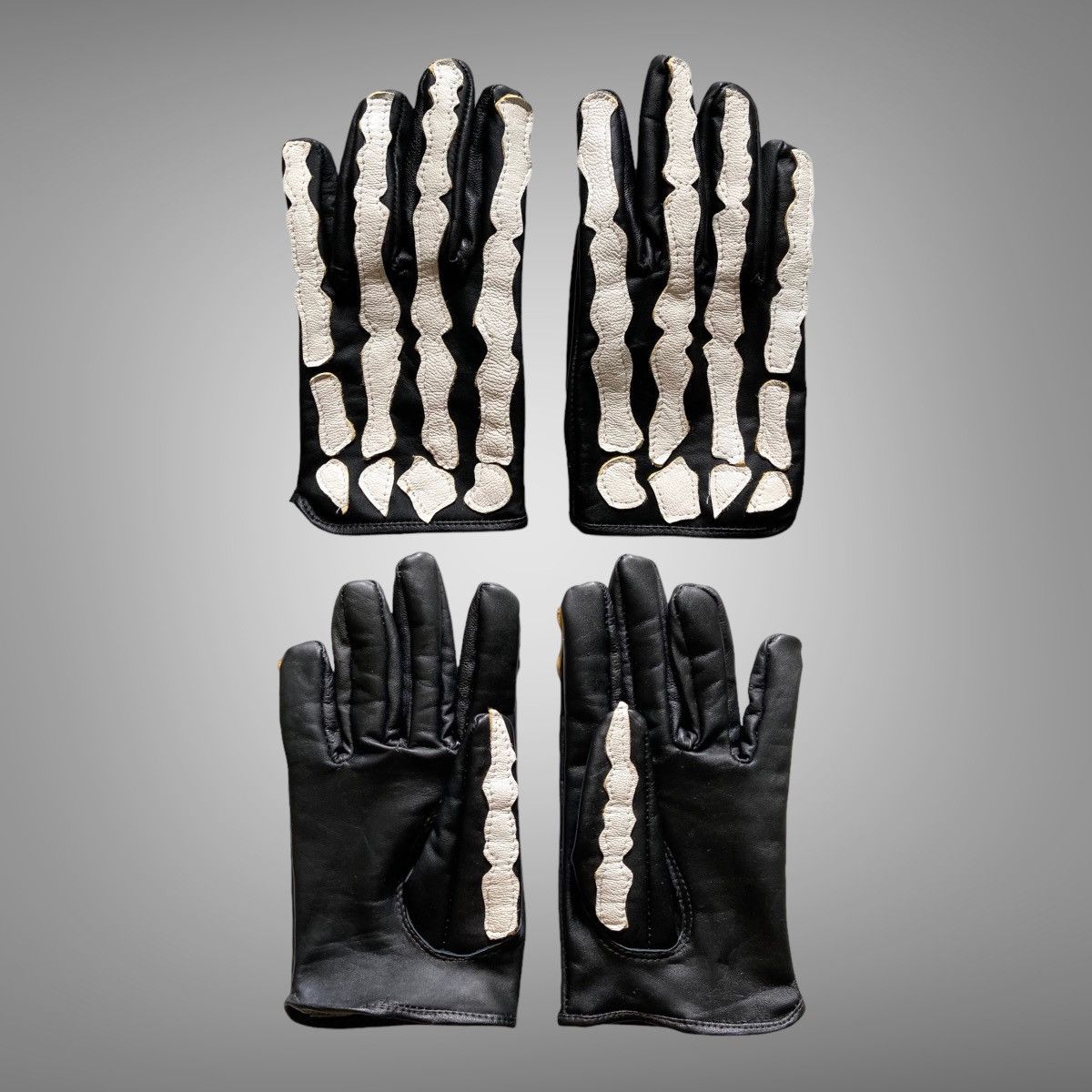 image of 14Th Addiction x Hysteric Glamour Skull Skeleton Gloves in Black, Men's