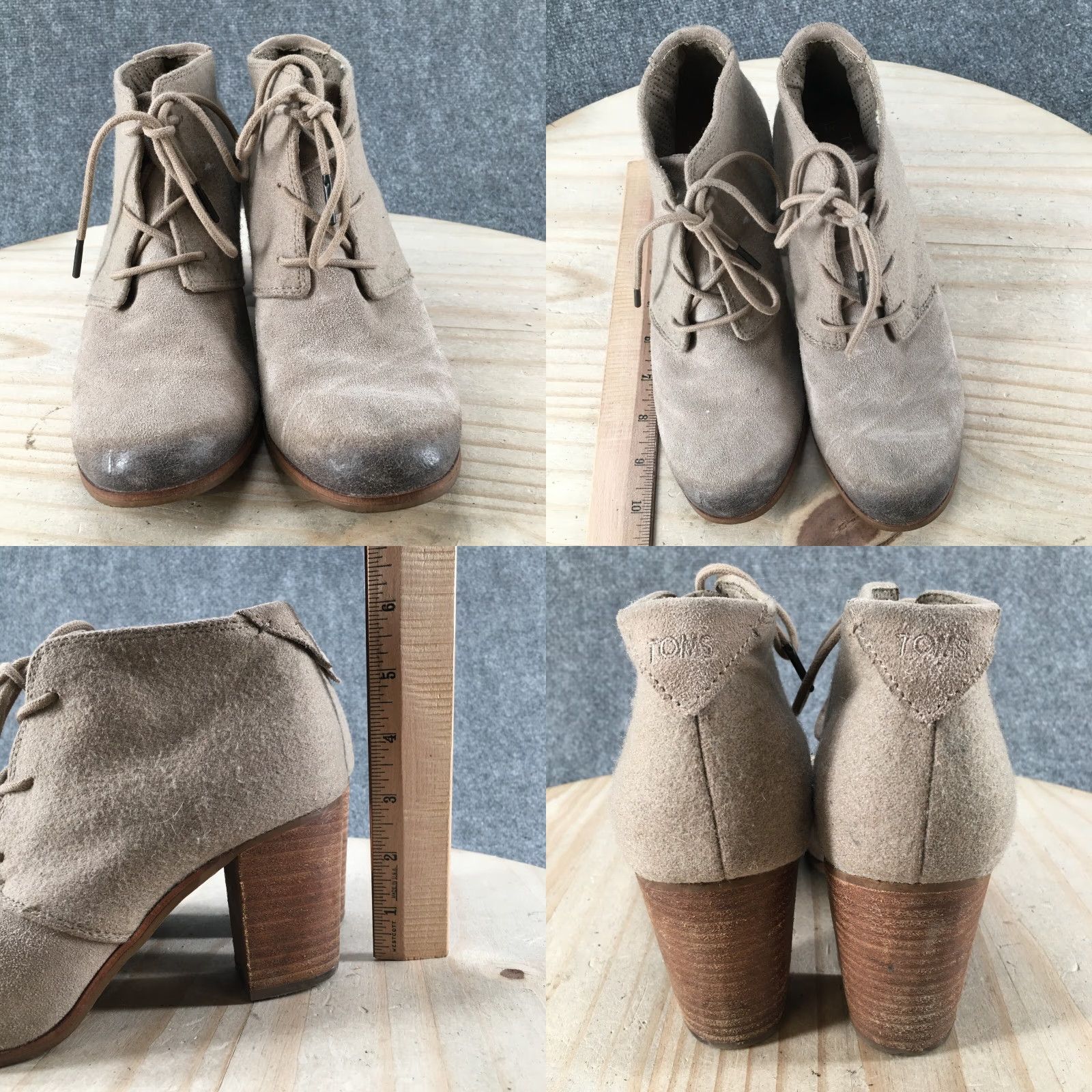 Toms TOMS Lunata Bootie Womens 8 Brown Leather Ankle Boot Lace Up Suede Block Heel Boots Size US 8 / IT 38 - 8 Thumbnail