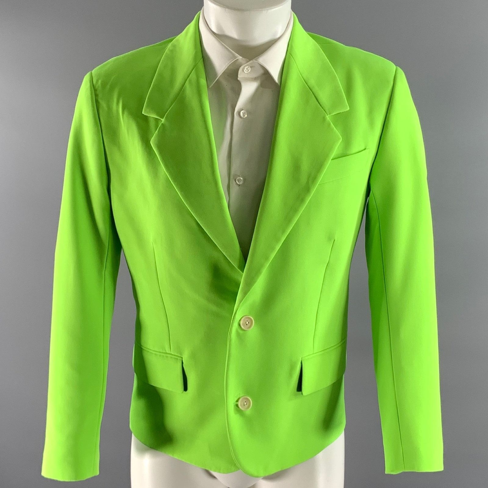Versace VERSACE 38 Green Neon Polyester Blend Notch Lapel Sport Coat Size 38R - 1 Thumbnail