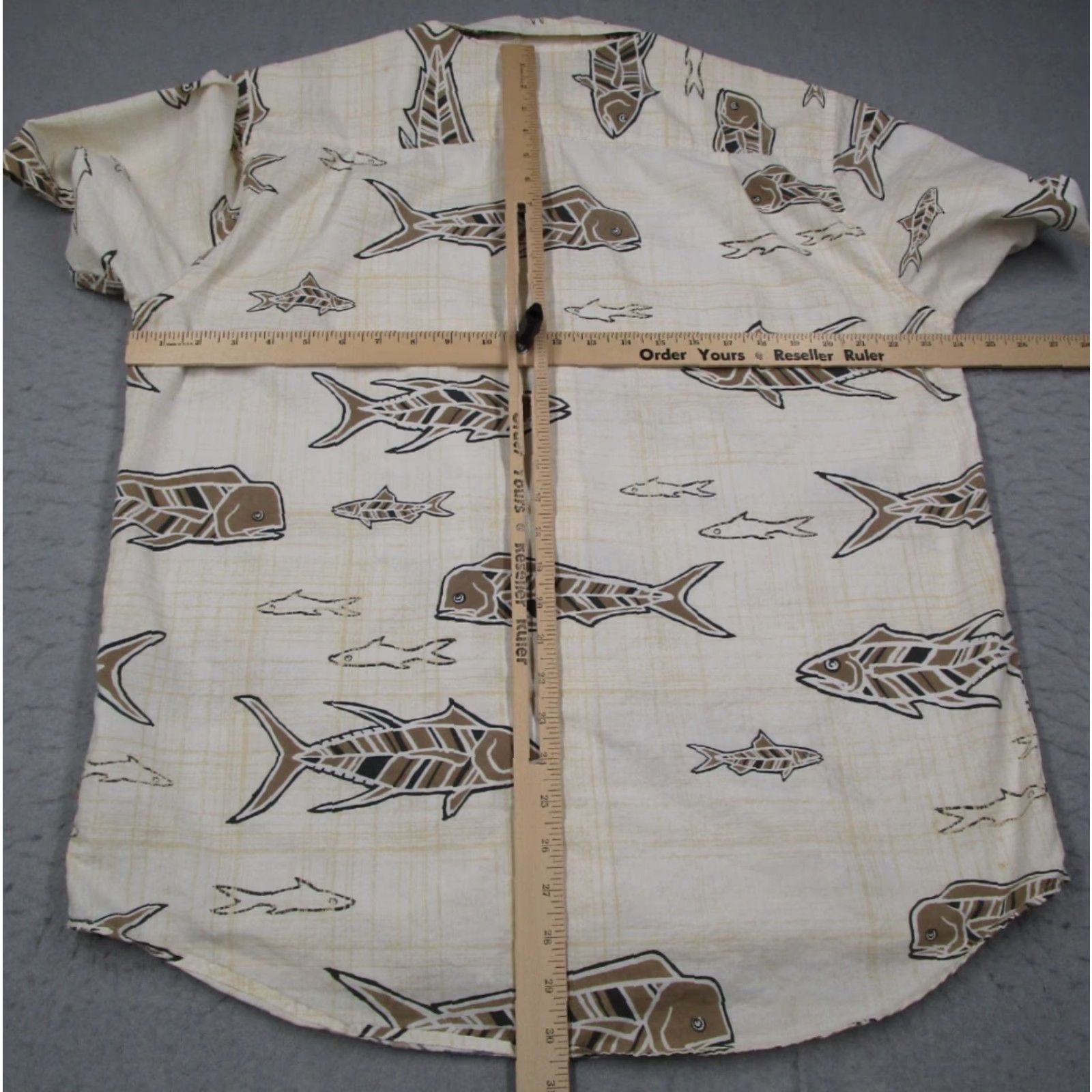 Quiksilver Quiksilver Waterman Shirt Beige Short Sleeve Button-Up Men's XL Hawaiian Fish Geometric Tropical Size US XL / EU 56 / 4 - 6 Thumbnail