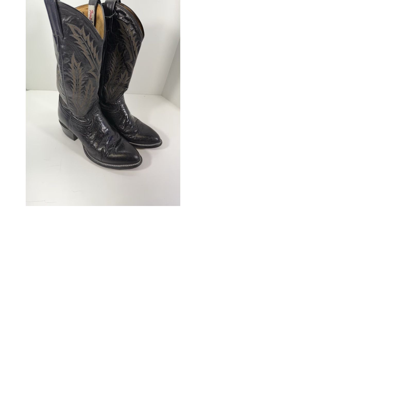 Tony Lama Tony Lama Boots Men 7 EE Western Ostrich Leather Black Cowboy Rodeo Leather Upper Wide Width Size US 7 / EU 40 - 11 Thumbnail