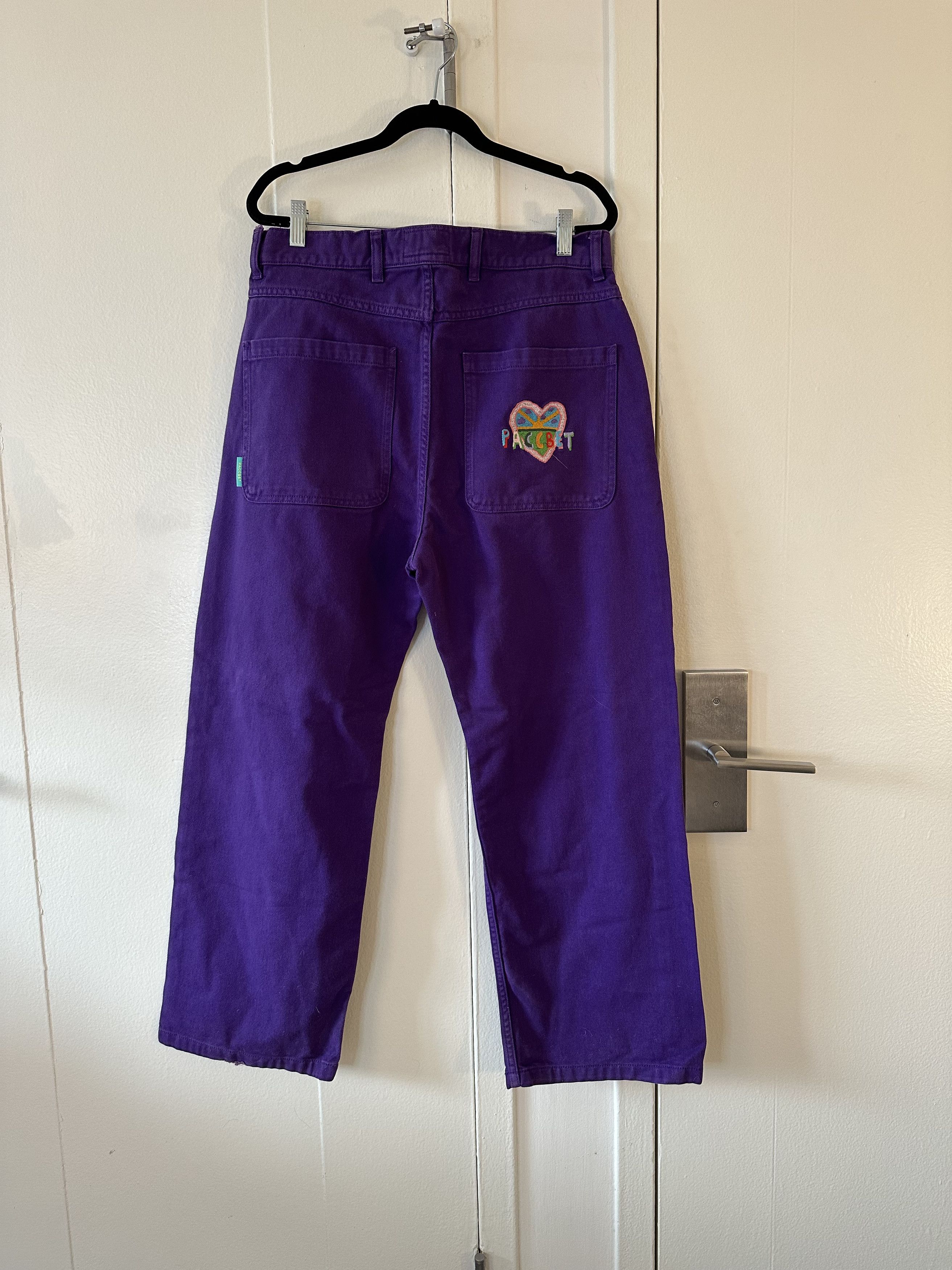 PACCBET PACCBET Embroidered Heart Work Pants Size US 33 - 1 Thumbnail