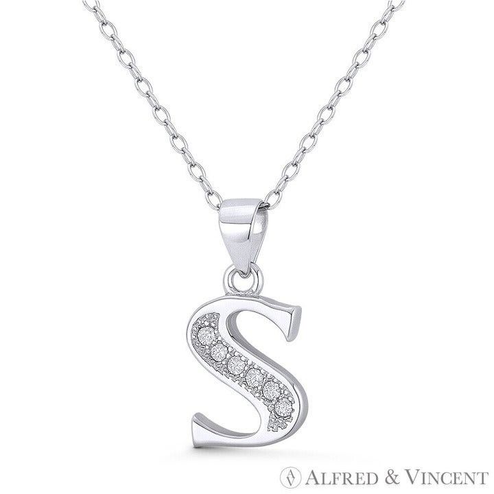 Other Initial Letter "S" Block Script CZ Crystal Pendant Size ONE SIZE - 1 Preview